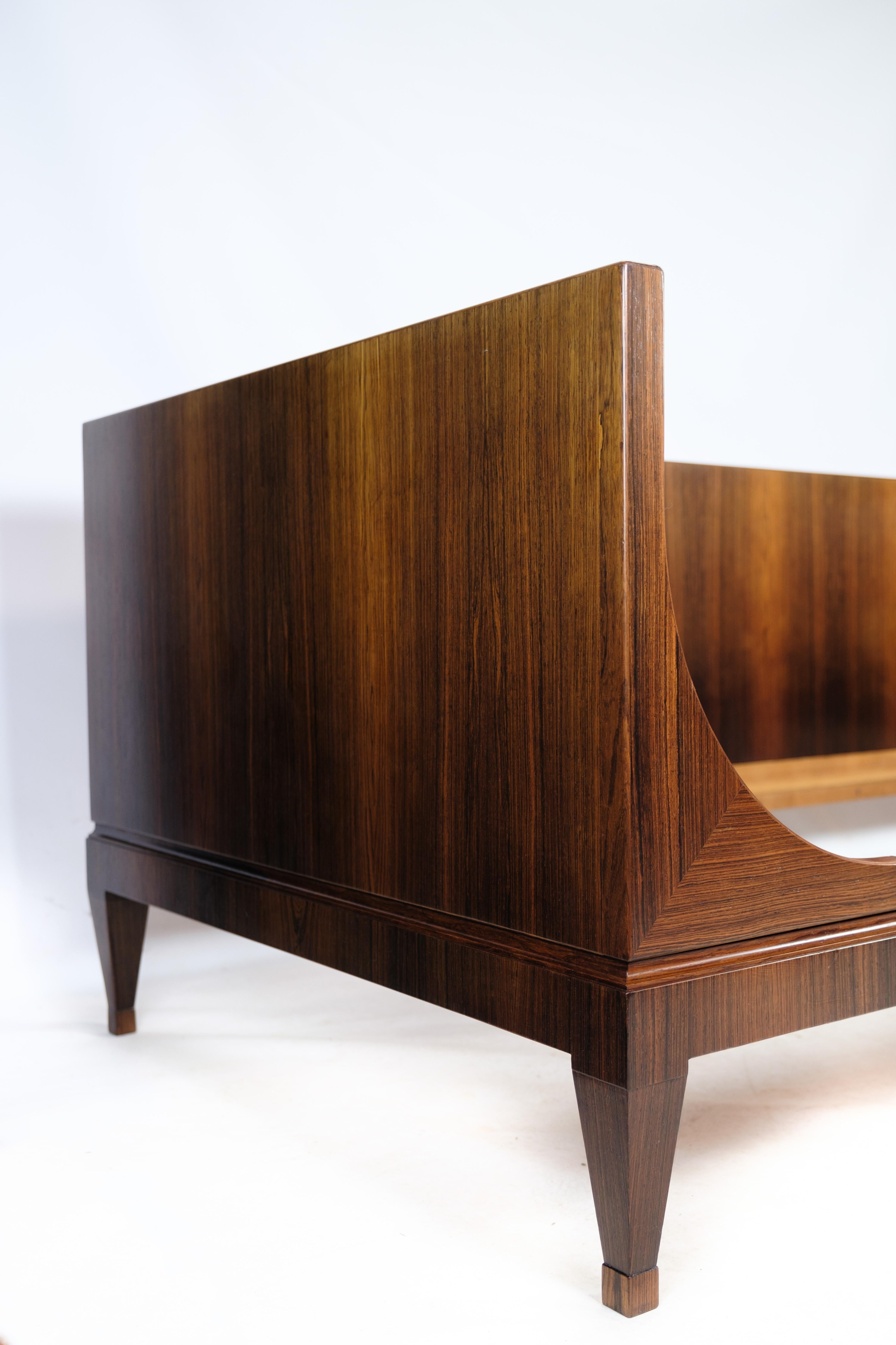 Mid-20th Century Scandinavian Modern Bed in Veneered Rosewood of Danish Design, 1960s For Sale