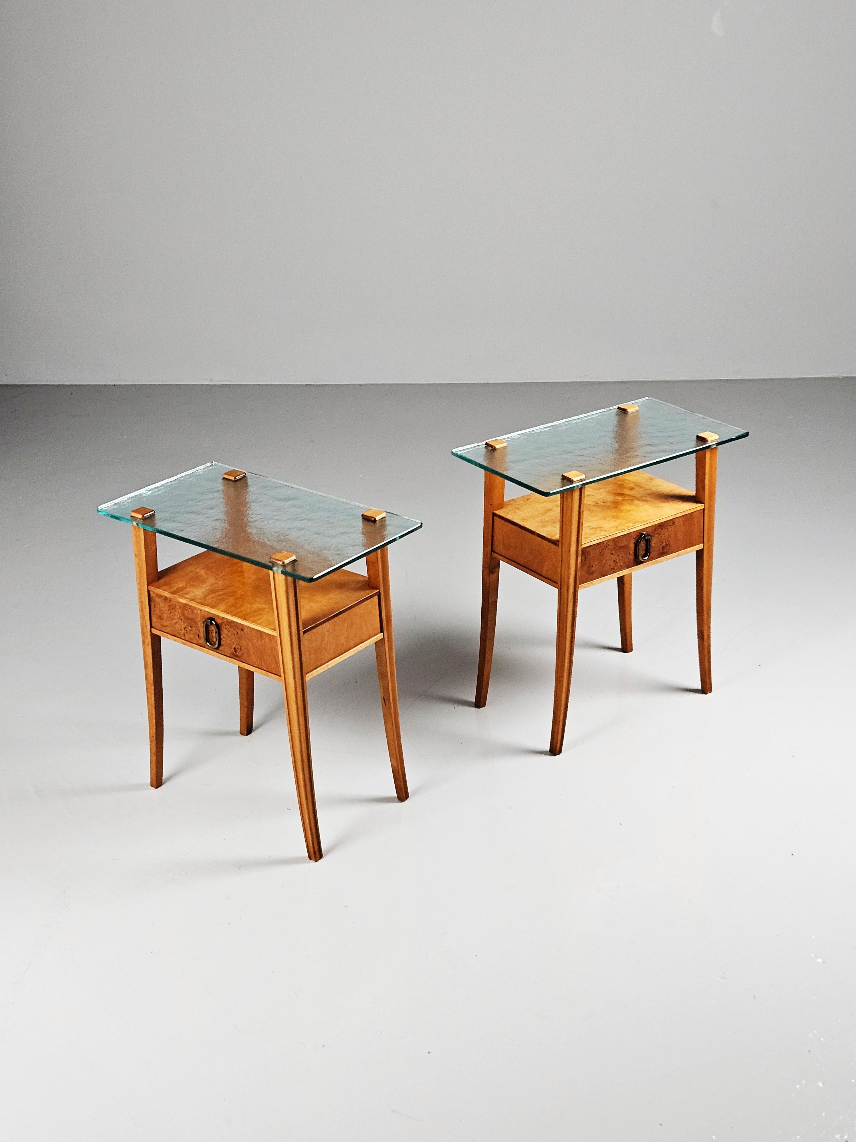 Swedish Scandinavian modern bedside tables produced by Bodafors, Sweden, 1950s For Sale