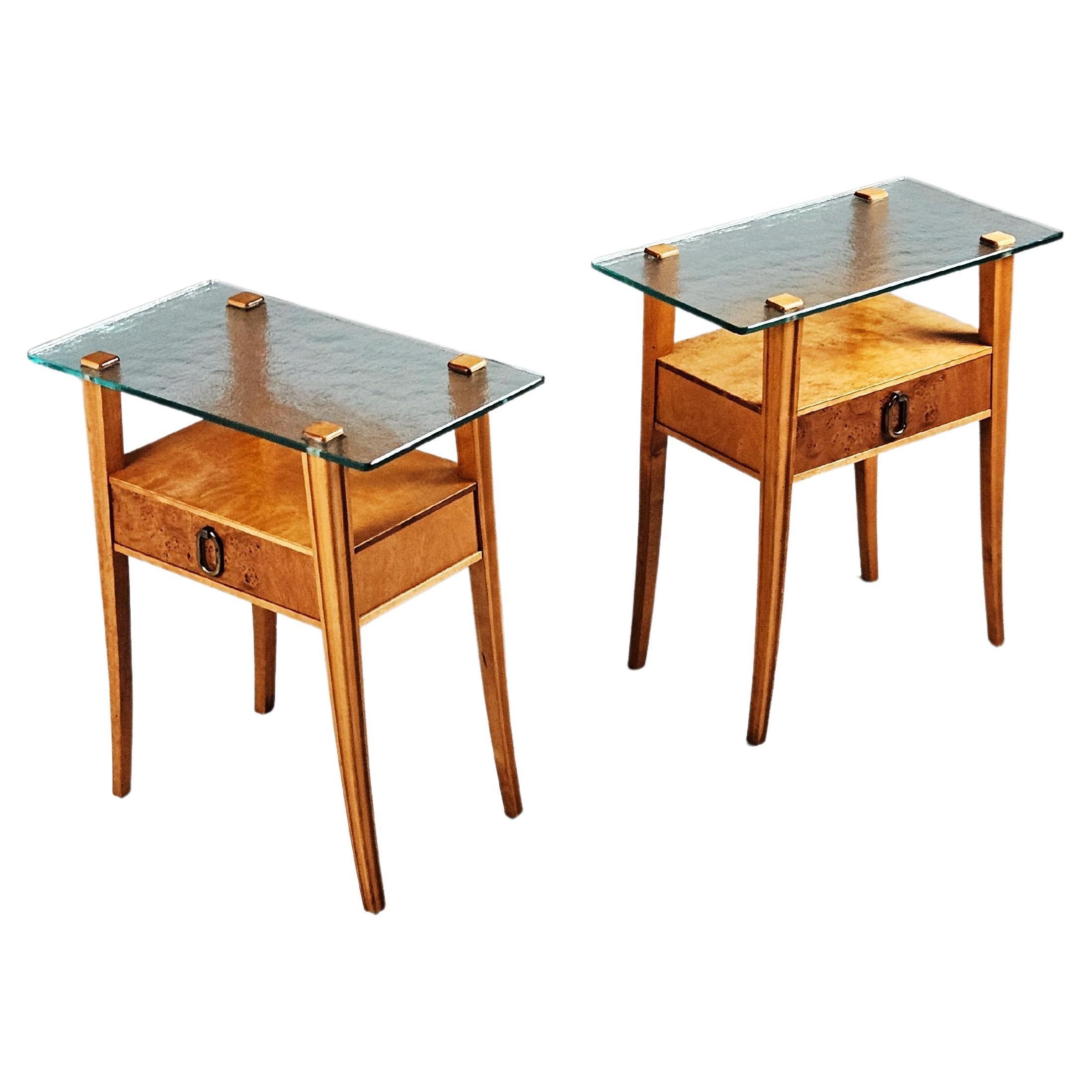 Scandinavian modern bedside tables produced by Bodafors, Sweden, 1950s For Sale