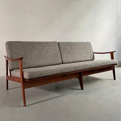 Scandinavian Modern Beech Frame Upholstered Sofa
