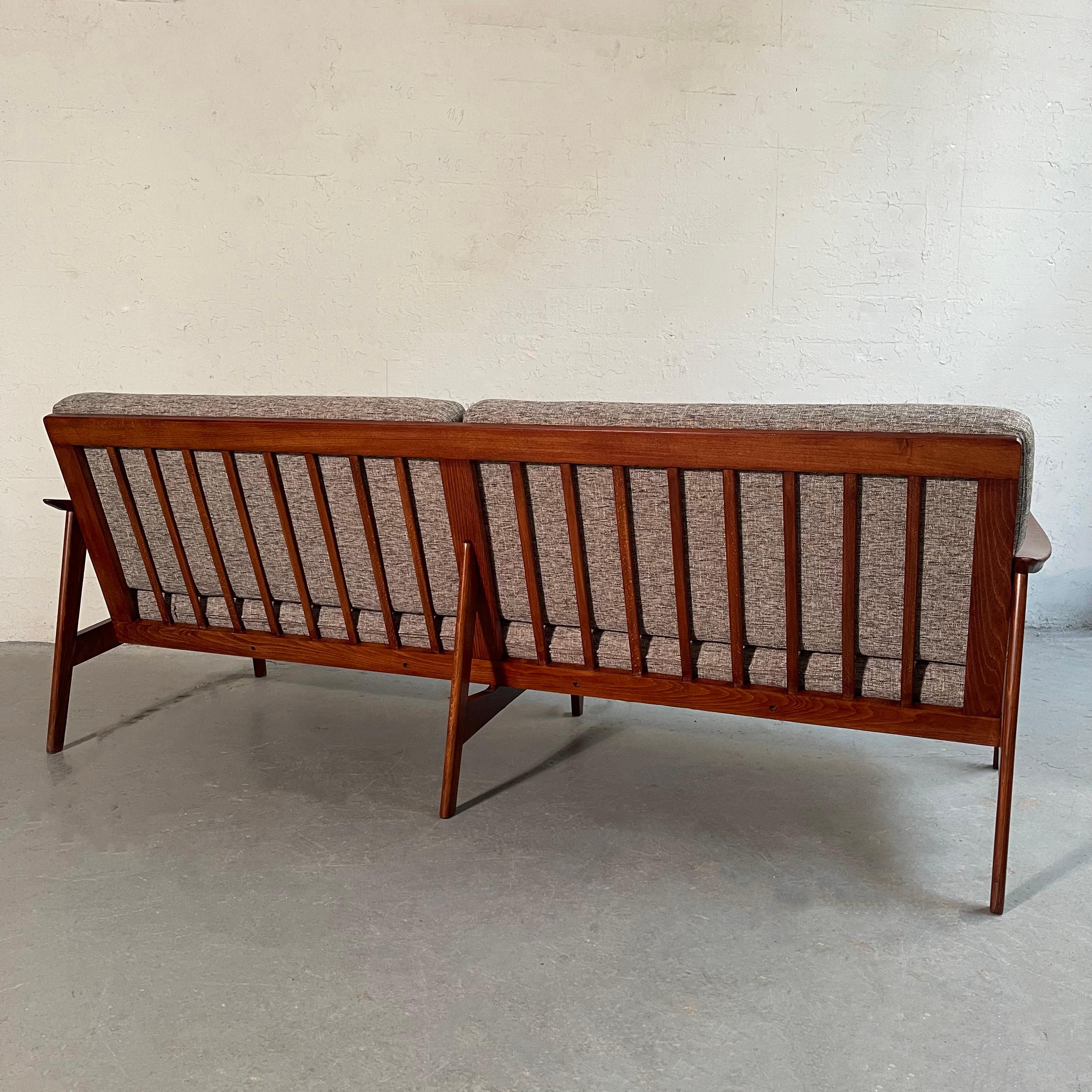 Scandinavian Modern Beech Frame Upholstered Sofa In Good Condition For Sale In Brooklyn, NY