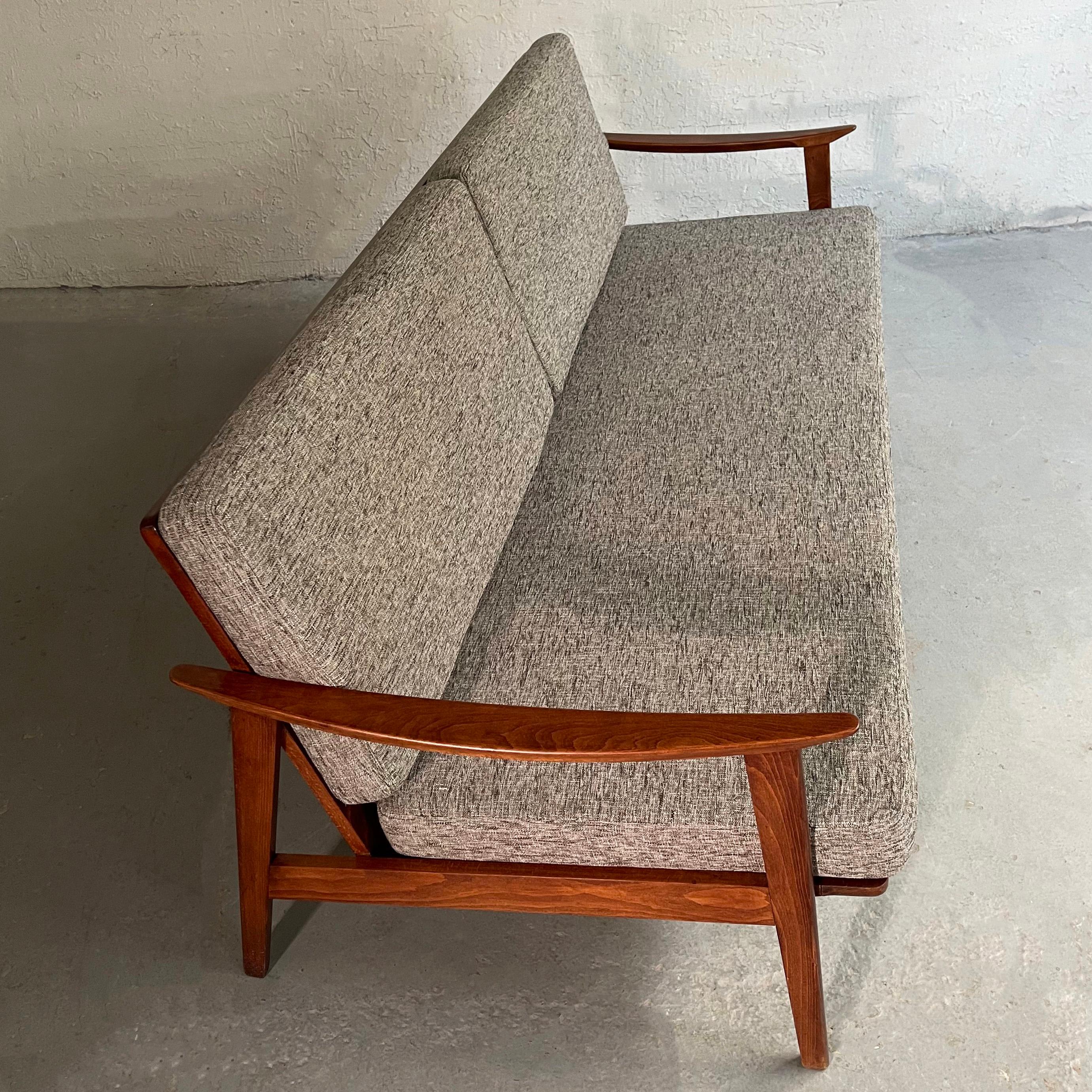 20th Century Scandinavian Modern Beech Frame Upholstered Sofa For Sale