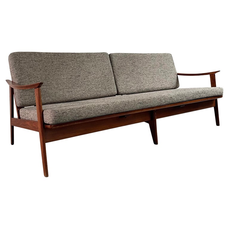 Scandinavian Modern Beech Frame Upholstered Sofa For Sale at 1stDibs