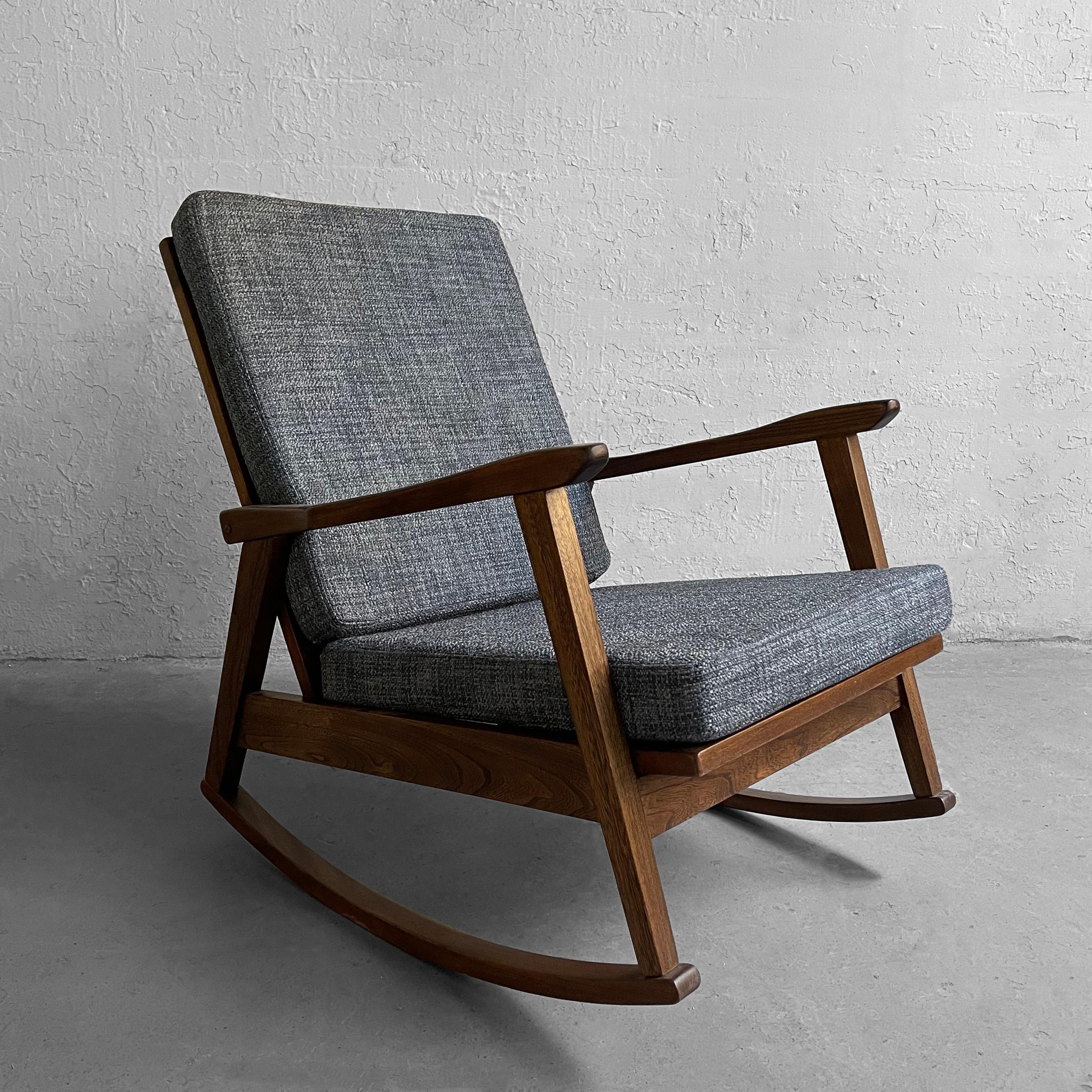 Macedonian Scandinavian Modern Beech Upholstered Rocking Chair
