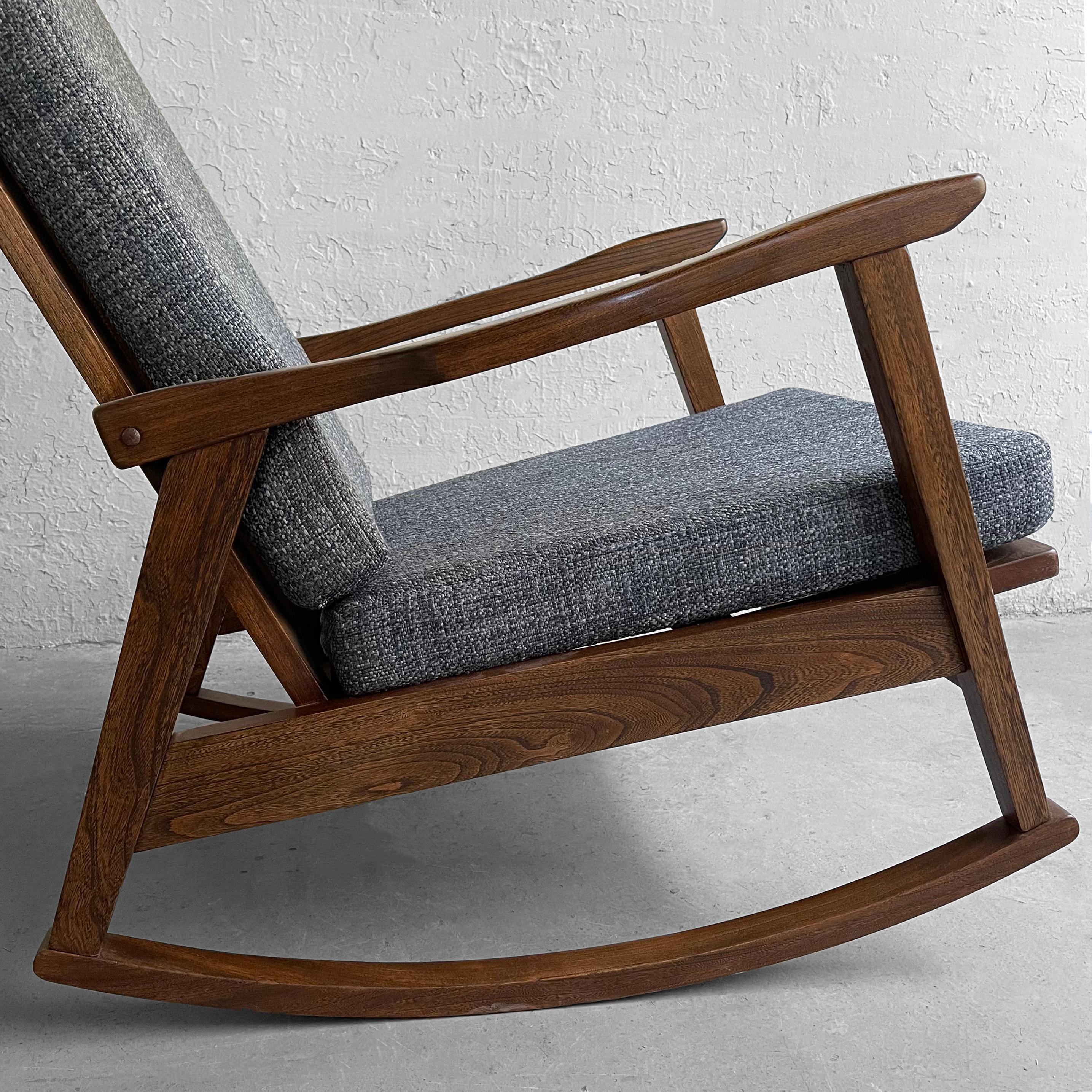 20th Century Scandinavian Modern Beech Upholstered Rocking Chair