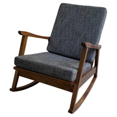 Vintage Scandinavian Modern Beech Upholstered Rocking Chair