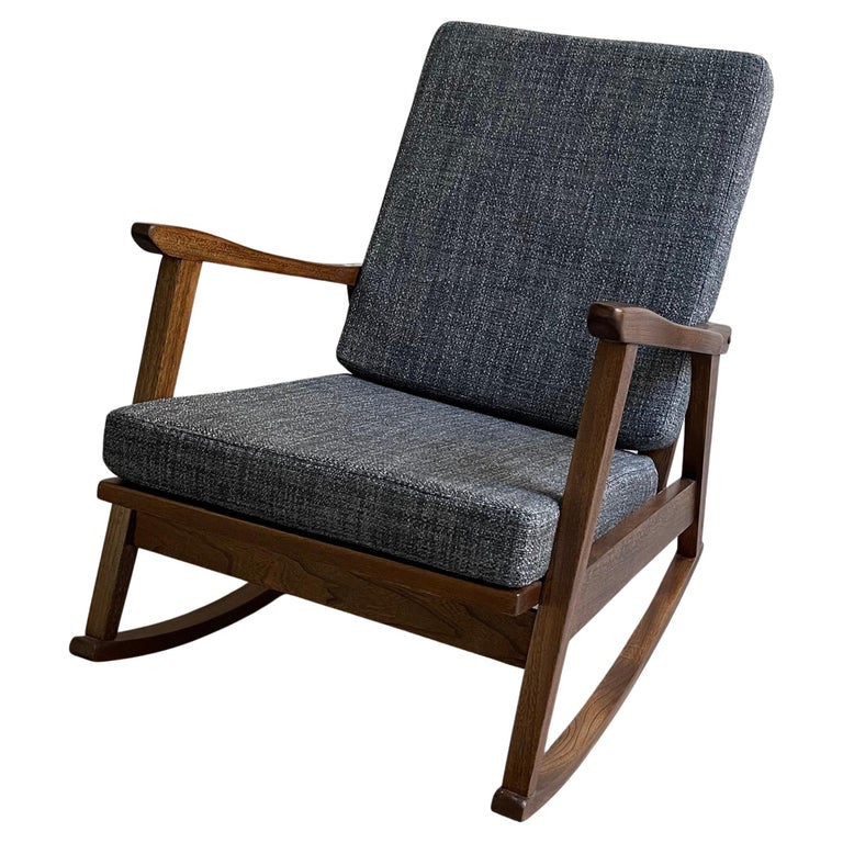 Scandinavian Modern Beech Upholstered Rocking Chair For Sale at 1stDibs