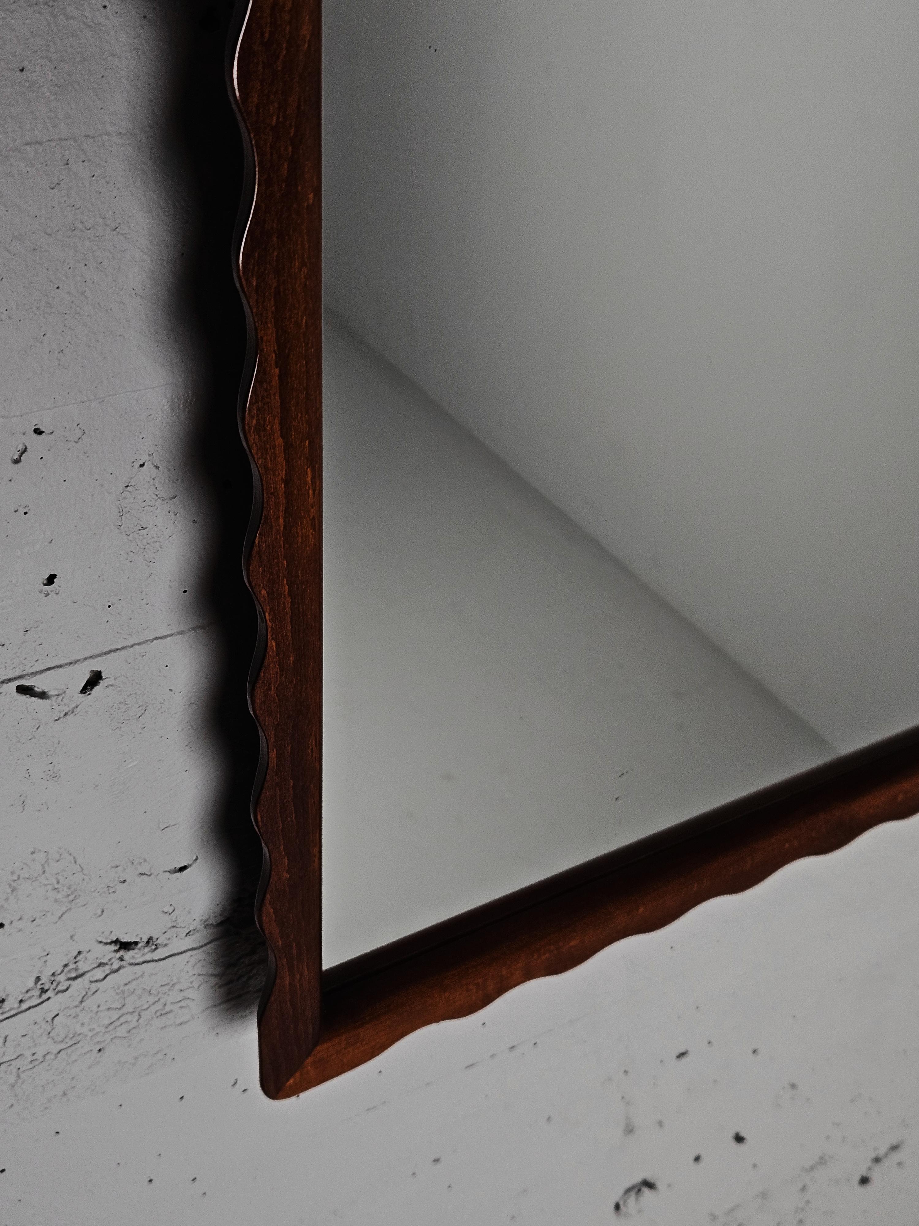 Scandinavian Modern Scandinavian modern beech wall mirror, anonymous, Sweden, 1940s For Sale