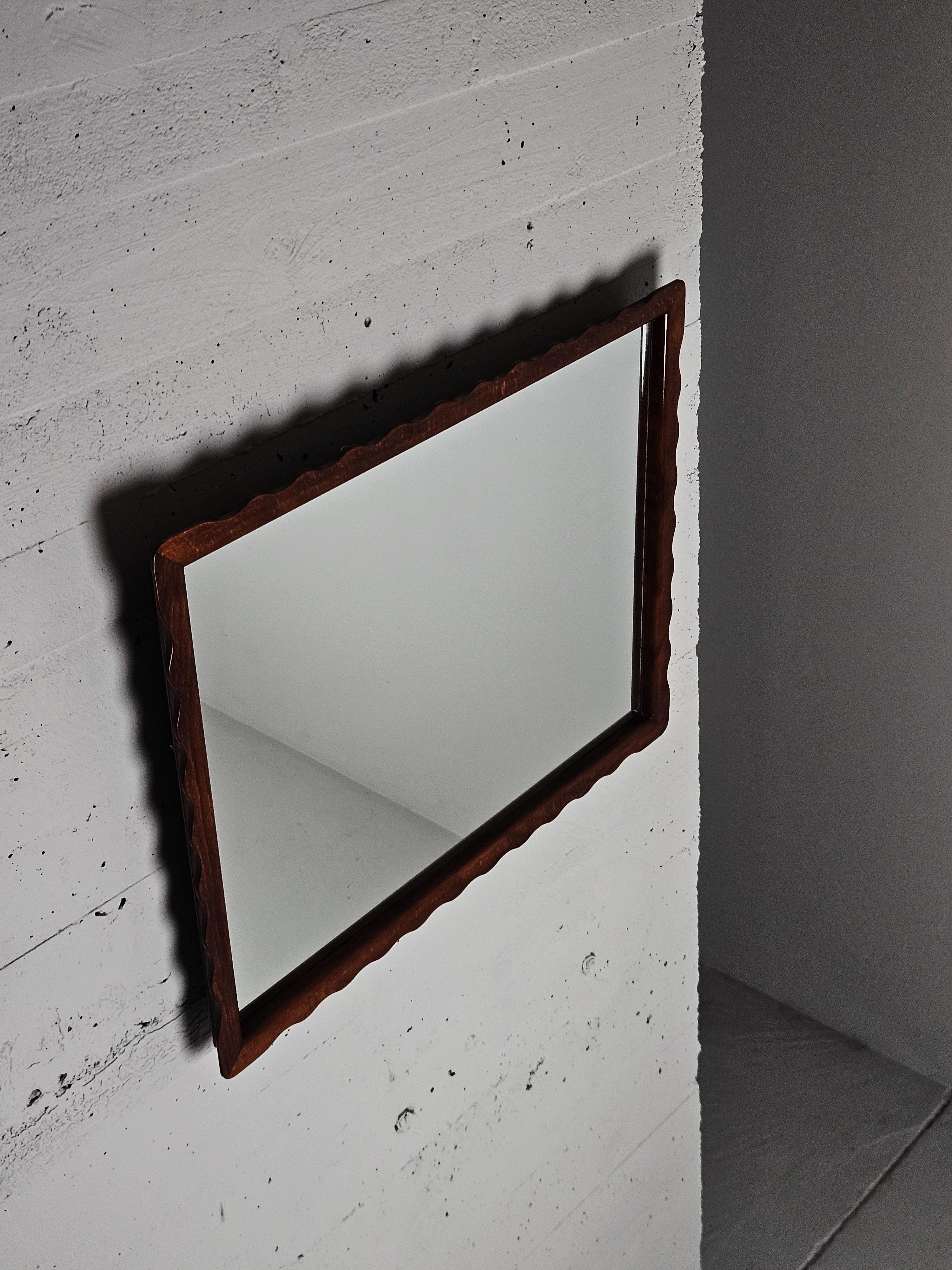 Swedish Scandinavian modern beech wall mirror, anonymous, Sweden, 1940s For Sale
