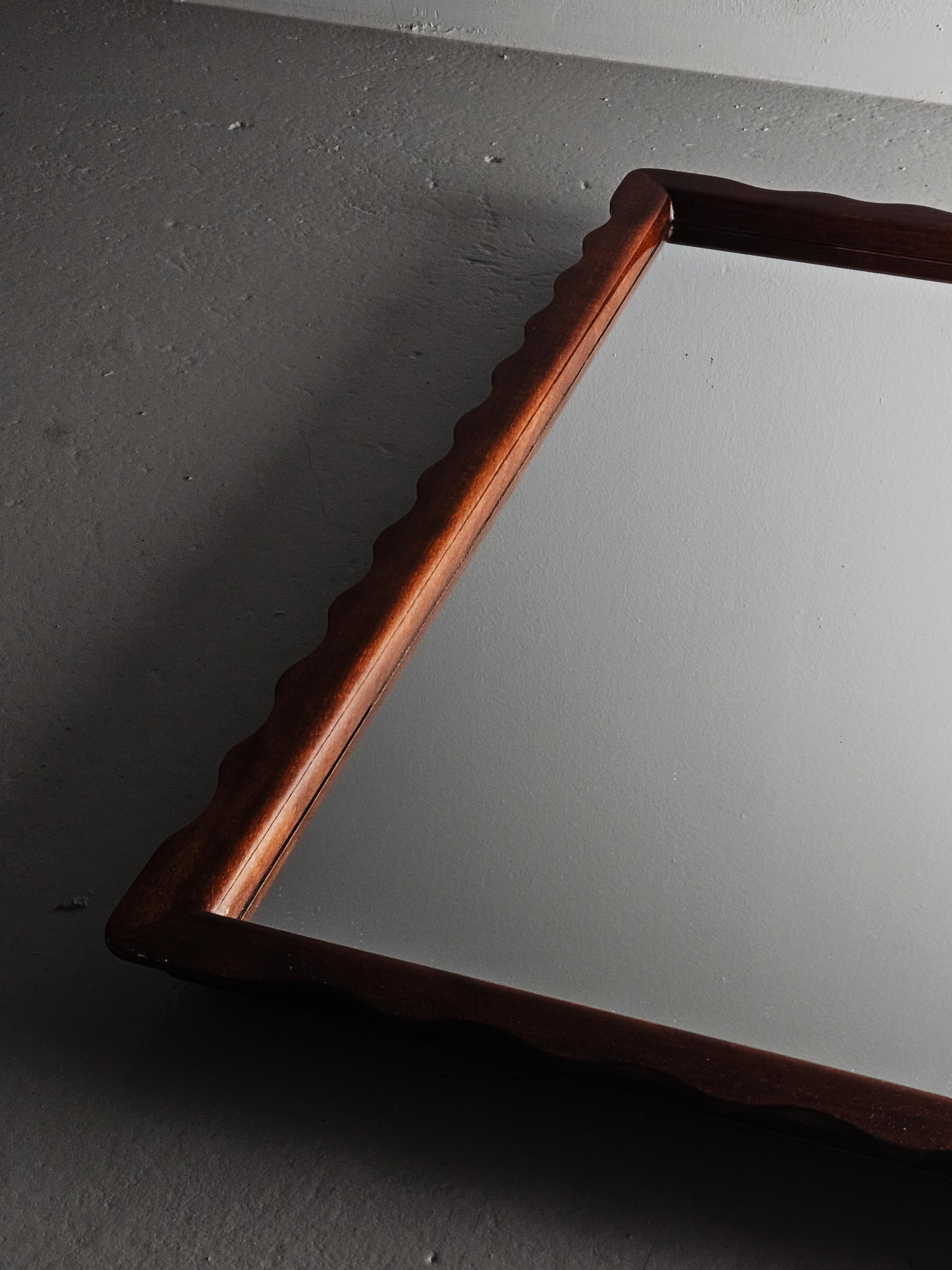 20th Century Scandinavian modern beech wall mirror, anonymous, Sweden, 1940s For Sale
