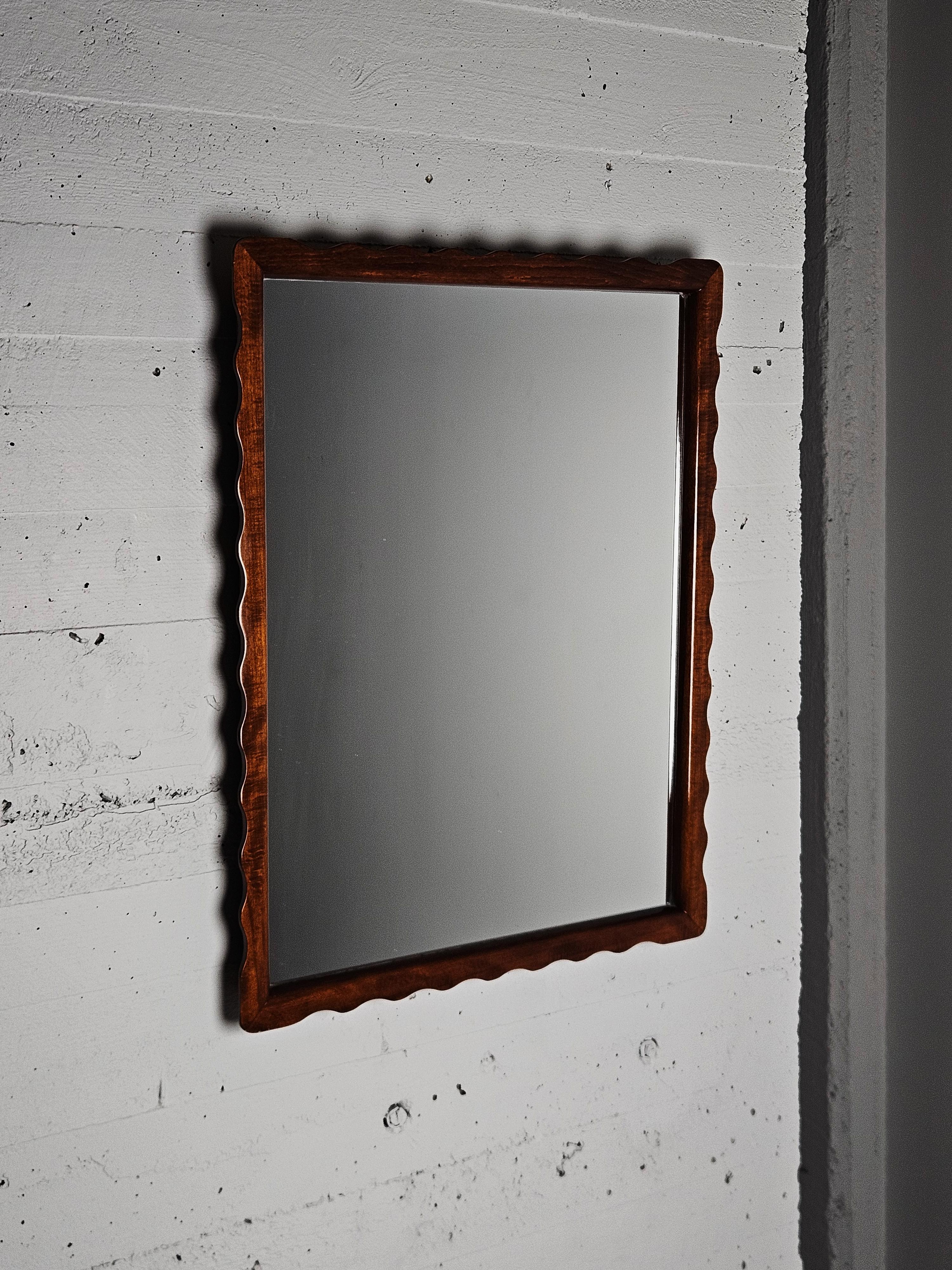 Scandinavian modern beech wall mirror, anonymous, Sweden, 1940s For Sale 2