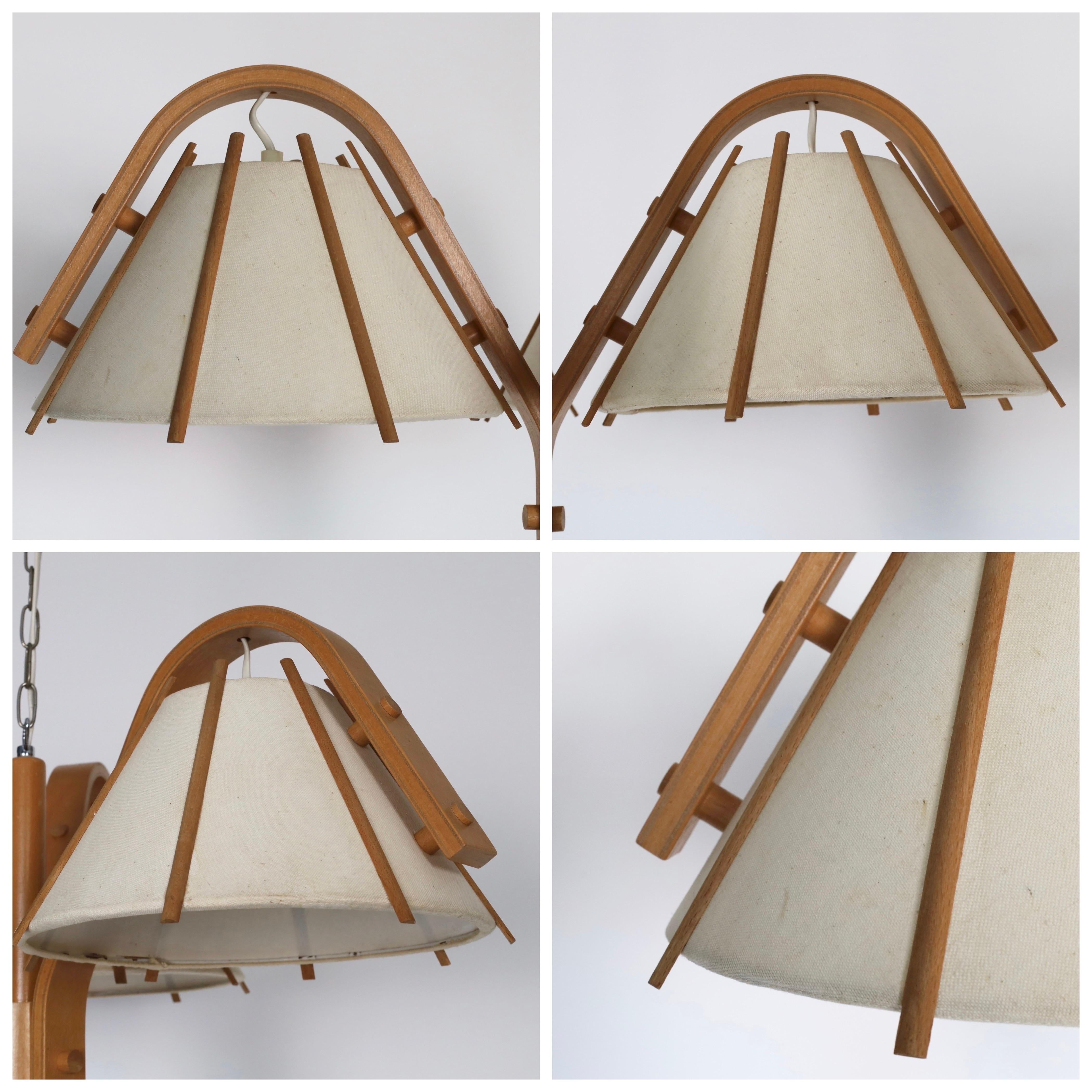 Scandinavian Modern Beech wood Chandelier by Jan Wickelgren, 1970s, Sweden For Sale 5