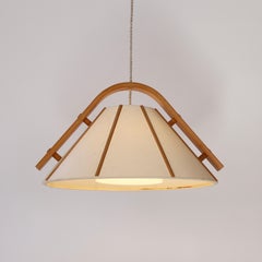 Scandinavian Modern Beech wood pendant light by Jan Wickelgren, 1970s, Sweden
