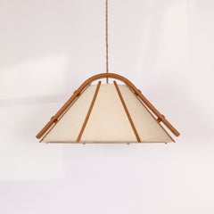 Scandinavian Modern Beech wood pendant light by Jan Wickelgren, 1970s, Sweden