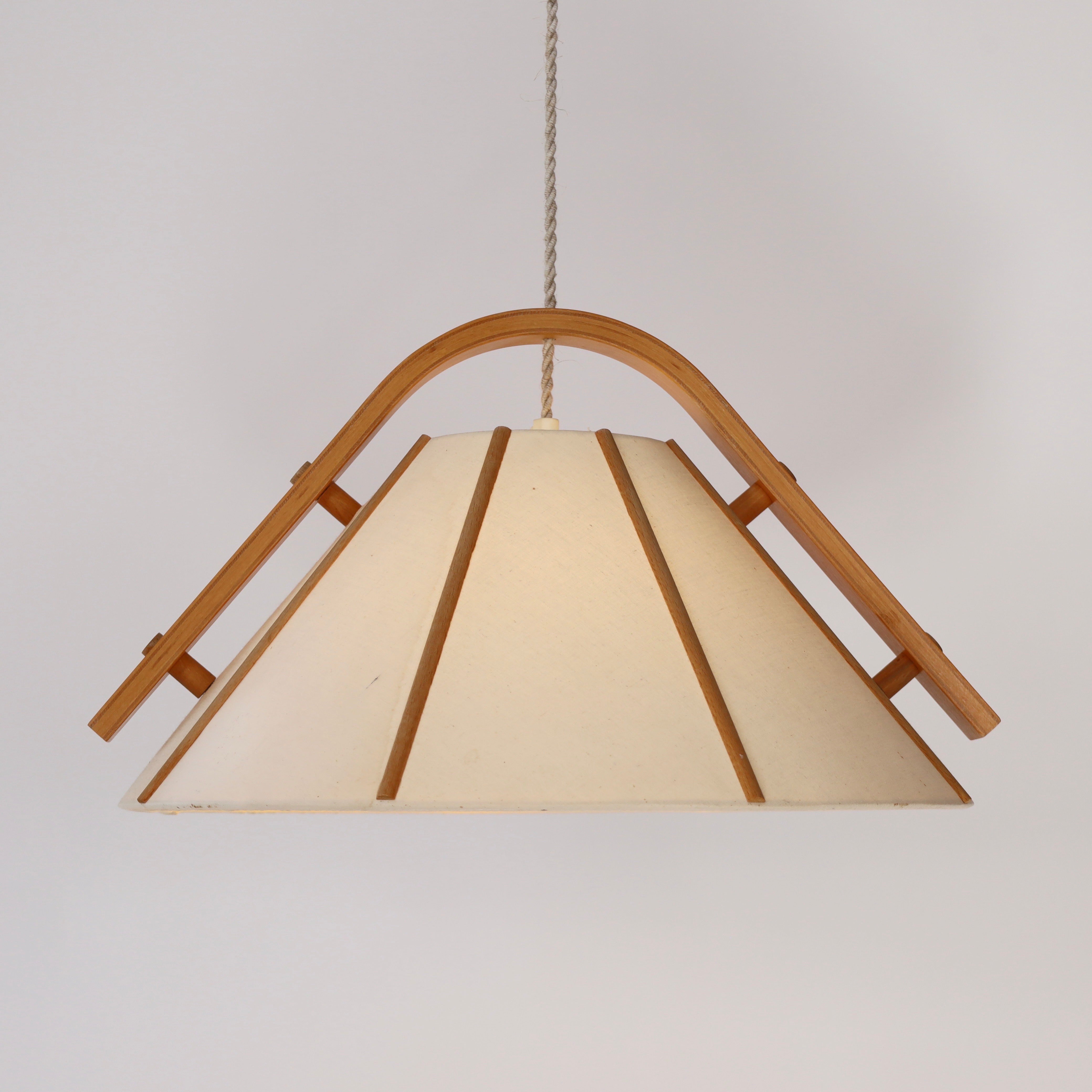 Danish Scandinavian Modern Beech wood pendant light by Jan Wickelgren, 1970s, Sweden  For Sale