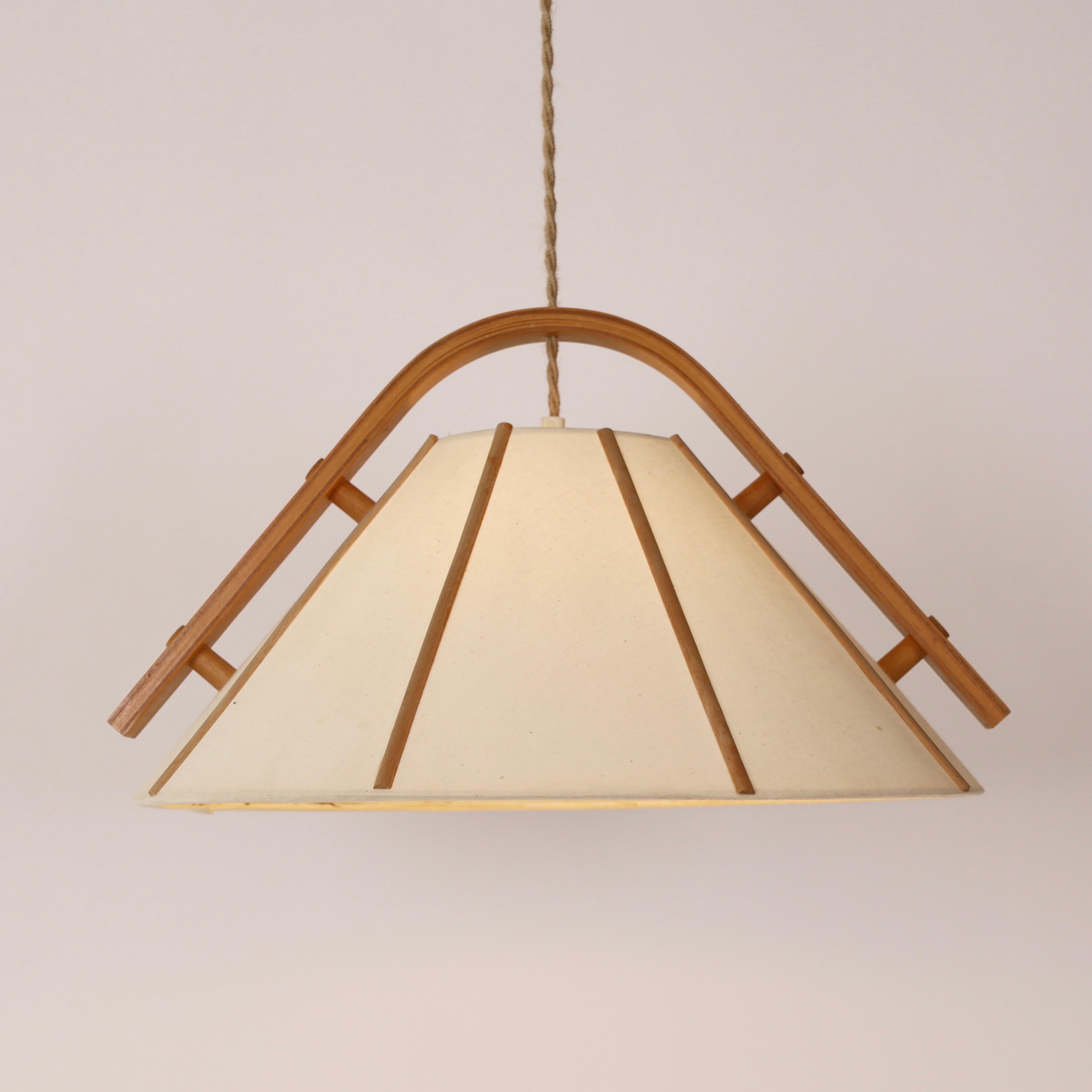 Late 20th Century Scandinavian Modern Beech wood pendant light by Jan Wickelgren, 1970s, Sweden