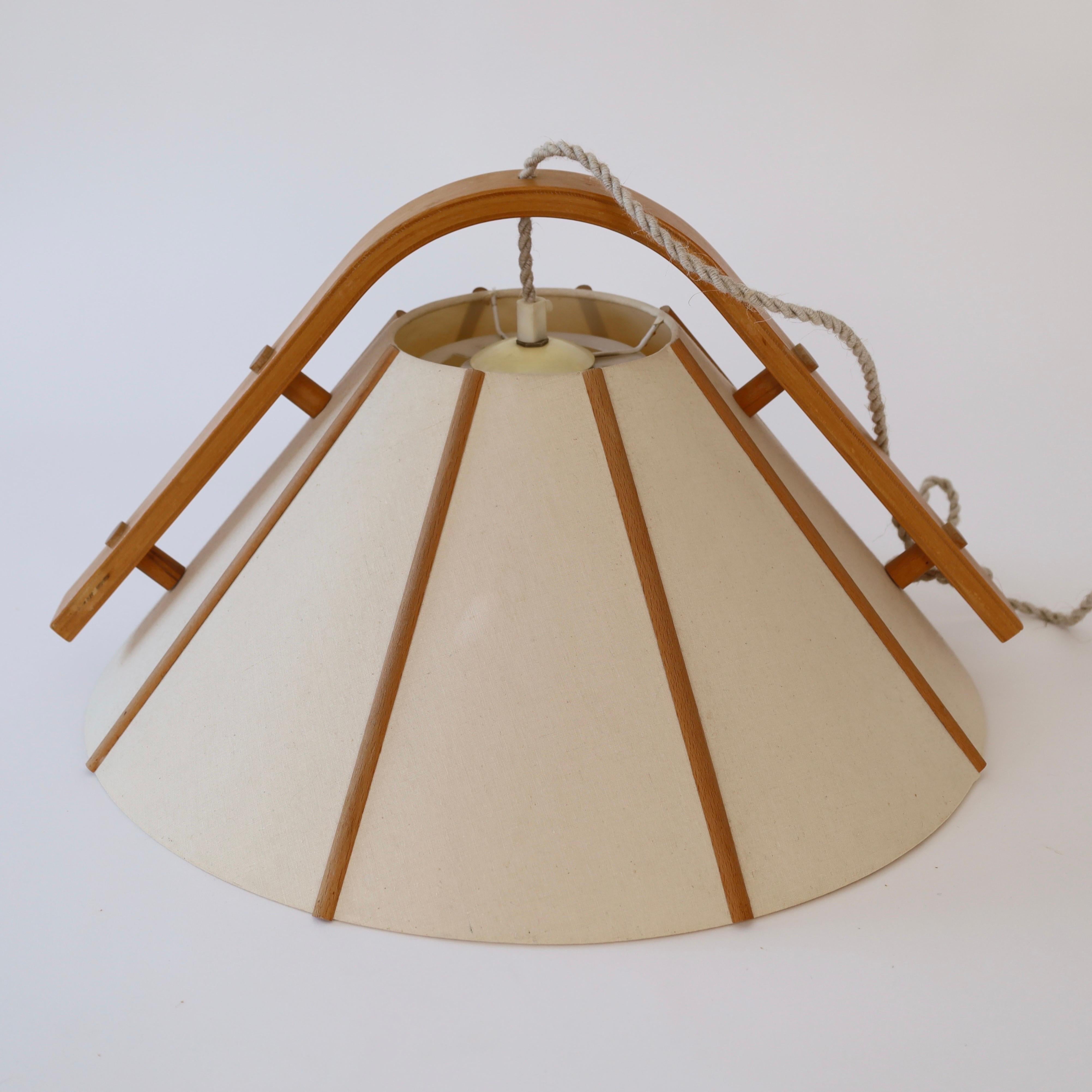 Scandinavian Modern Beech wood pendant light by Jan Wickelgren, 1970s, Sweden  For Sale 1