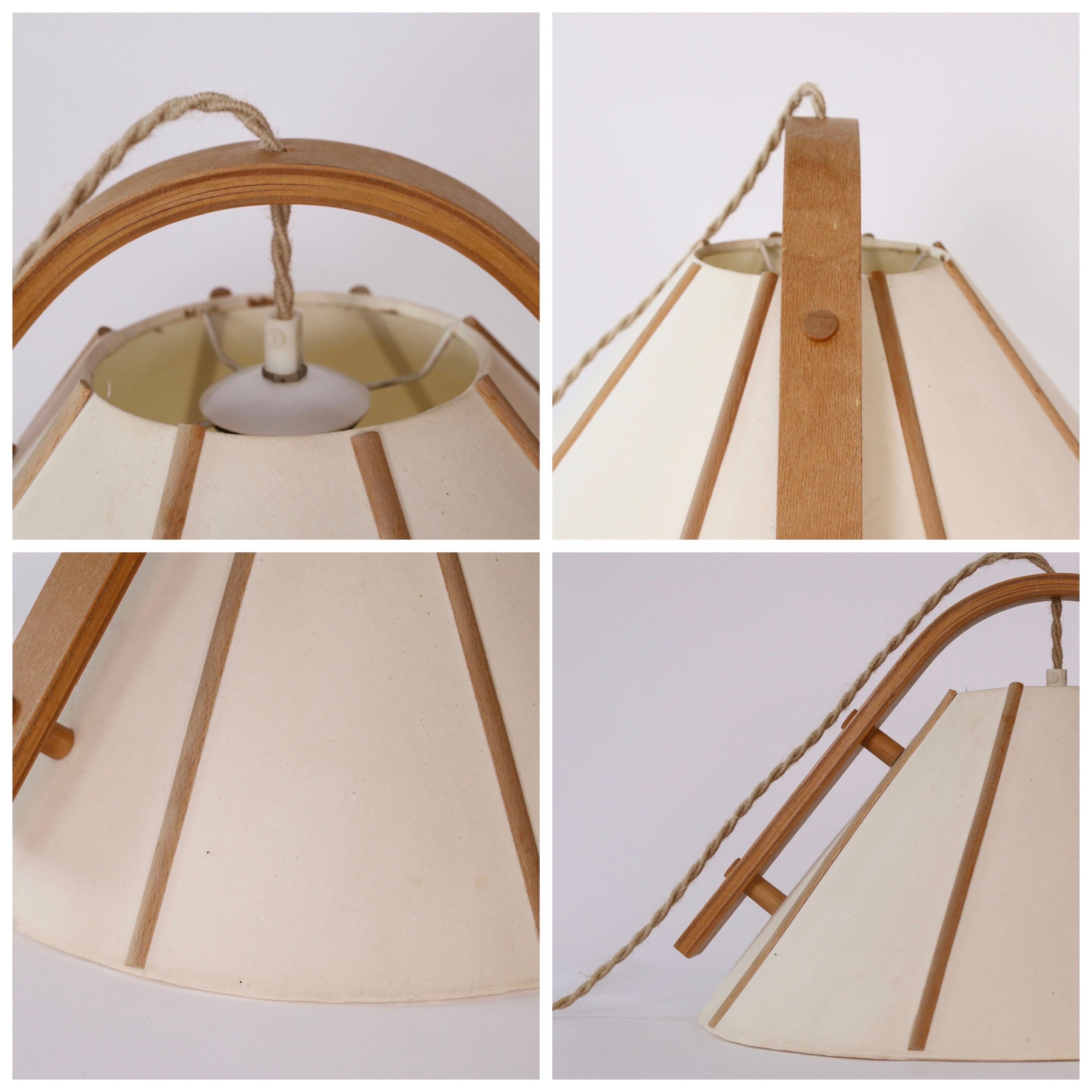 Scandinavian Modern Beech wood pendant light by Jan Wickelgren, 1970s, Sweden 1