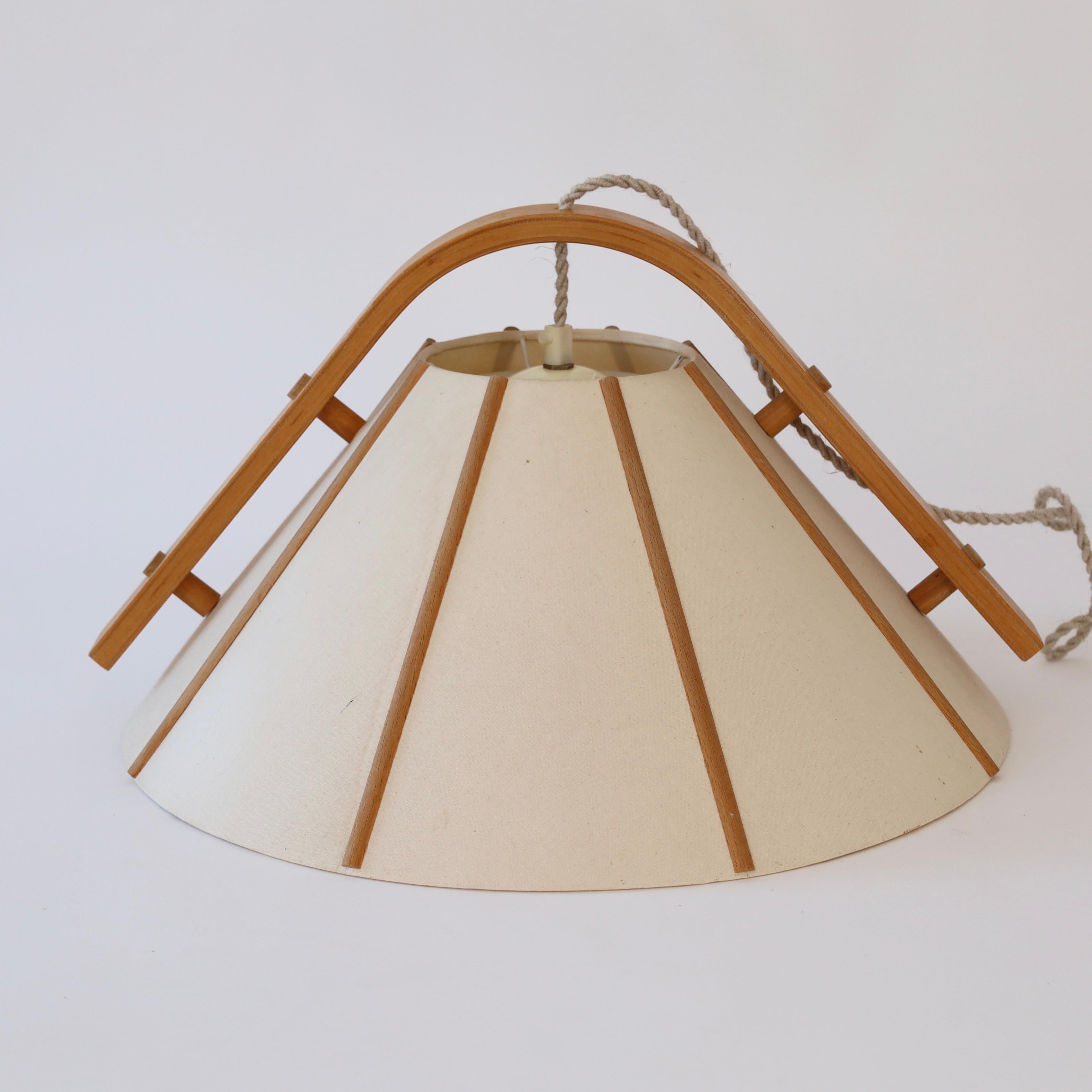 Scandinavian Modern Beech wood pendant light by Jan Wickelgren, 1970s, Sweden 2