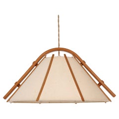 Scandinavian Modern Beech wood pendant light by Jan Wickelgren, 1970s, Sweden