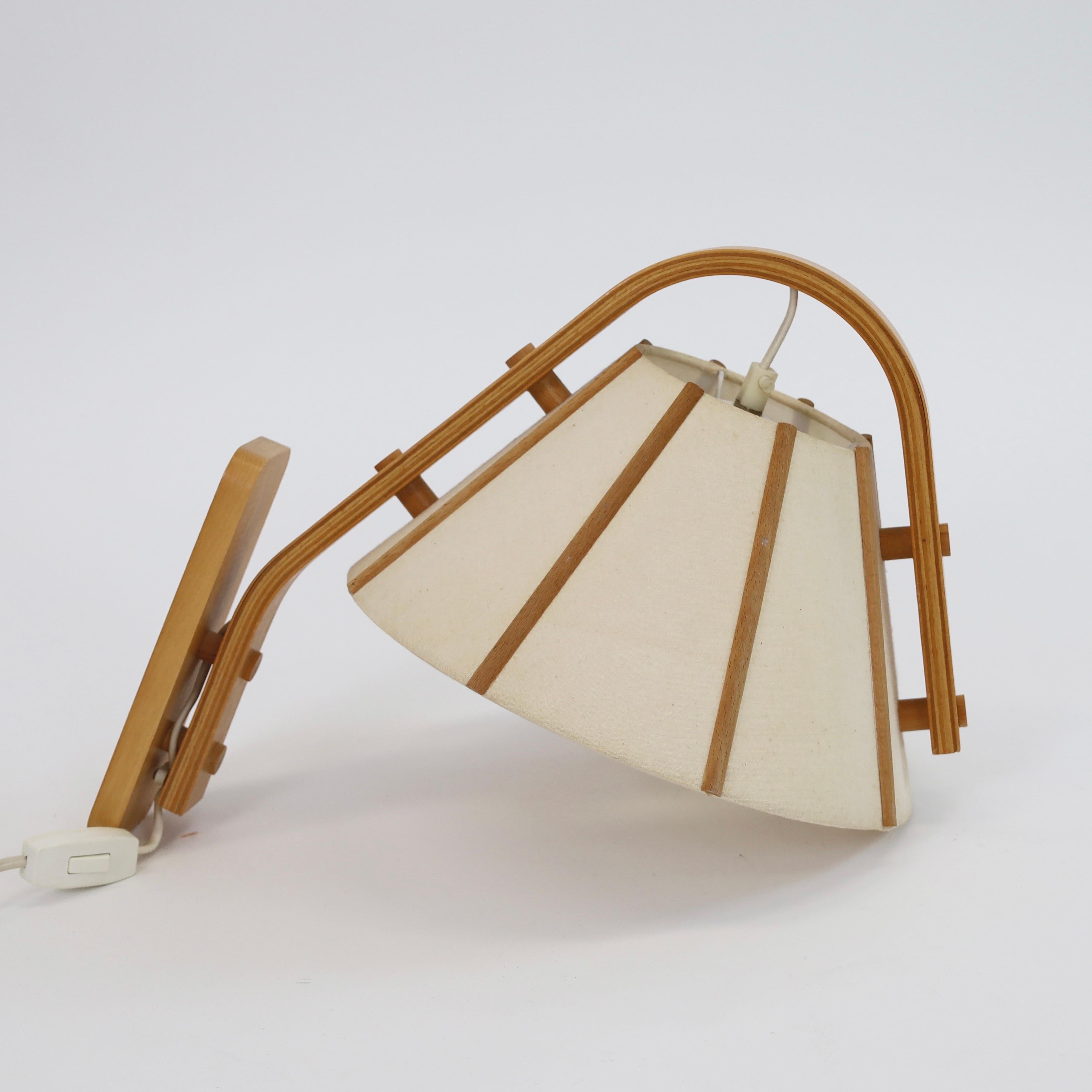 Scandinavian Modern Beech wood wall lamps by Jan Wickelgren, 1970s, Sweden 4