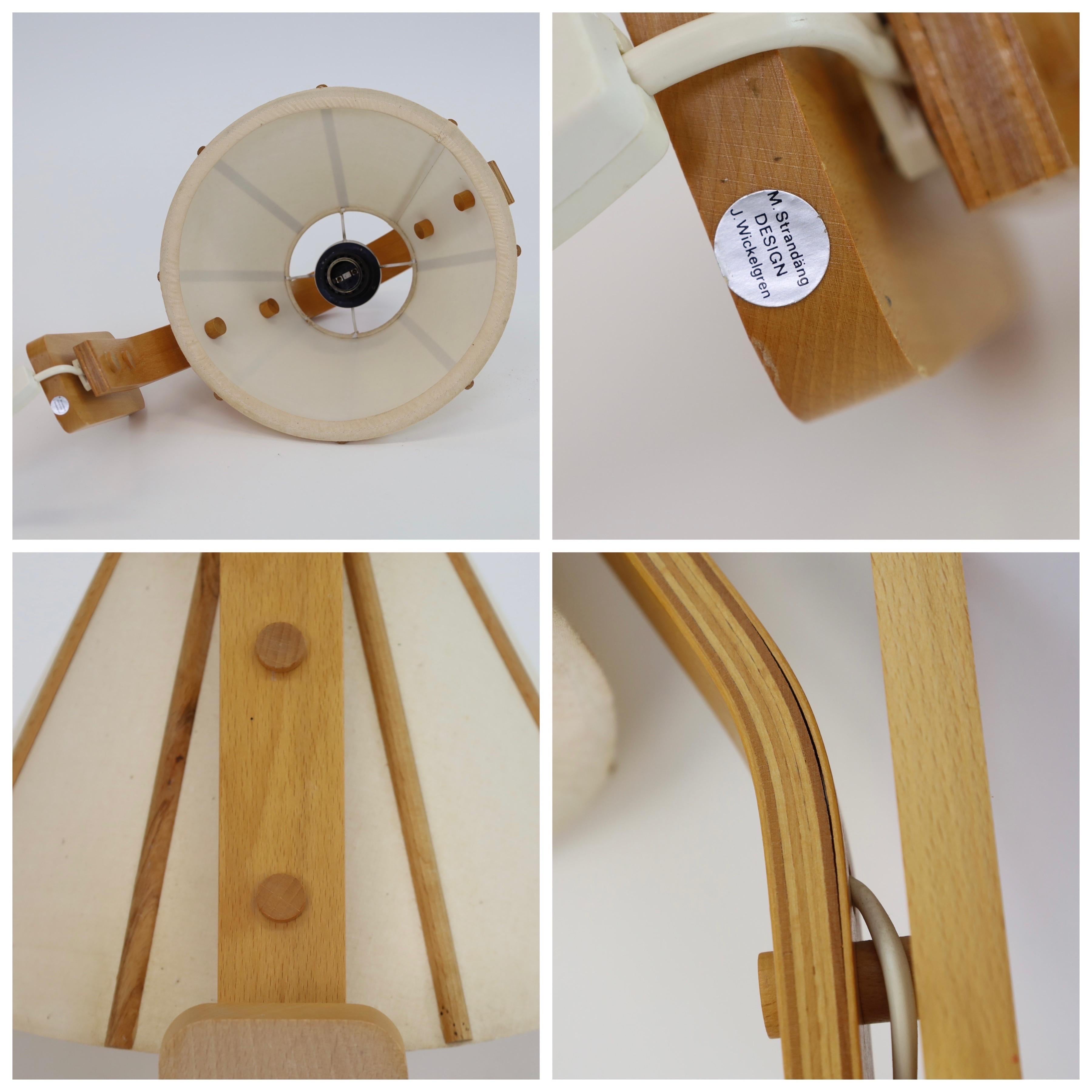Scandinavian Modern Beech wood wall lamps by Jan Wickelgren, 1970s, Sweden 7