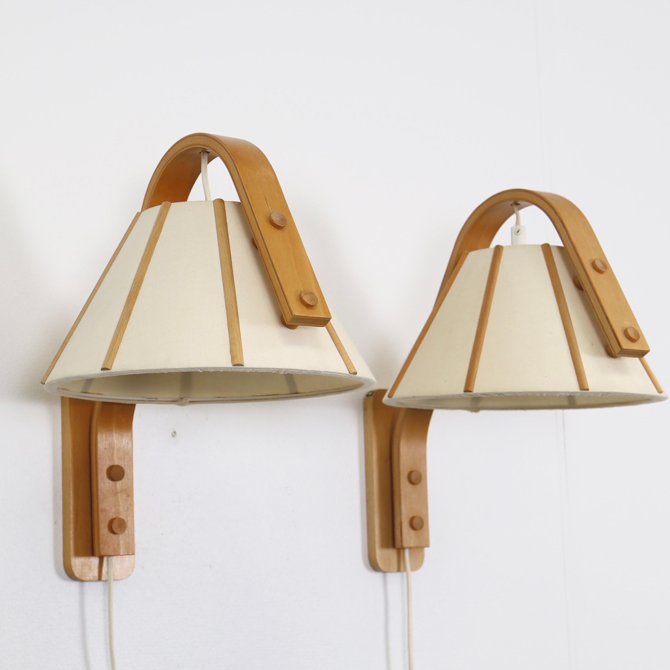 Appliques scandinaves modernes en bois de hêtre de Jan Wickelgren, 1970, Suède en vente 1