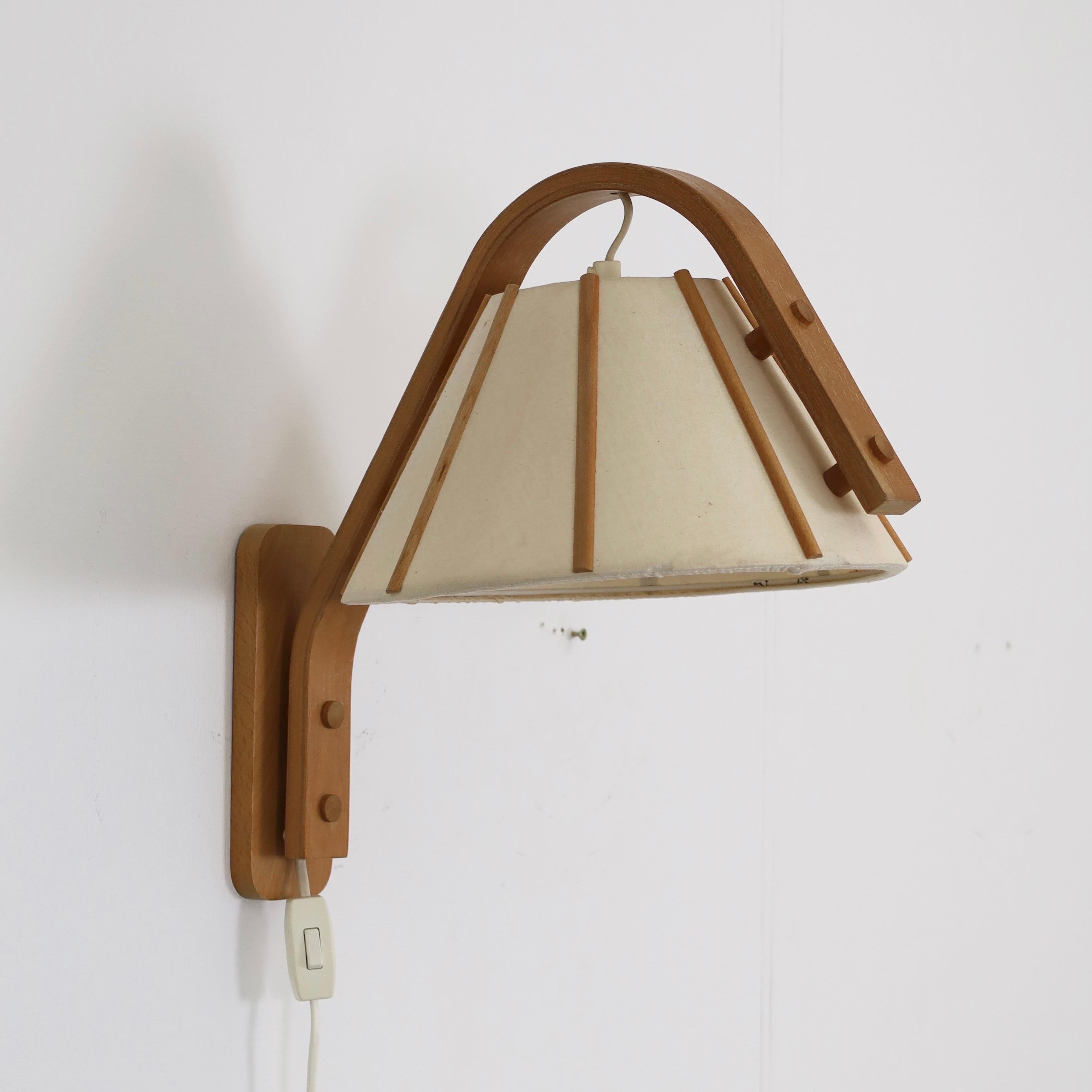 Scandinavian Modern Beech wood wall lamps by Jan Wickelgren, 1970s, Sweden 2