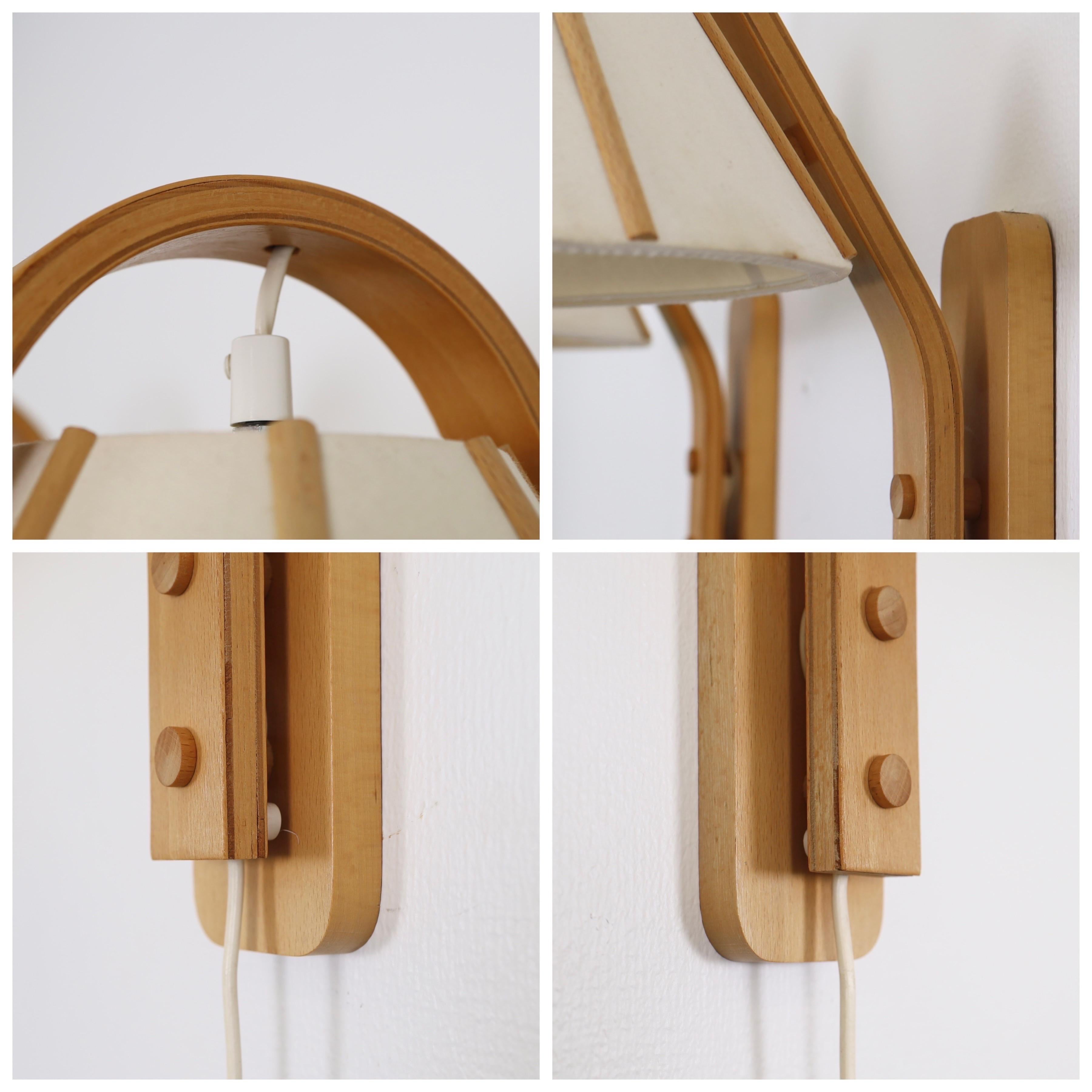Appliques scandinaves modernes en bois de hêtre de Jan Wickelgren, 1970, Suède en vente 2