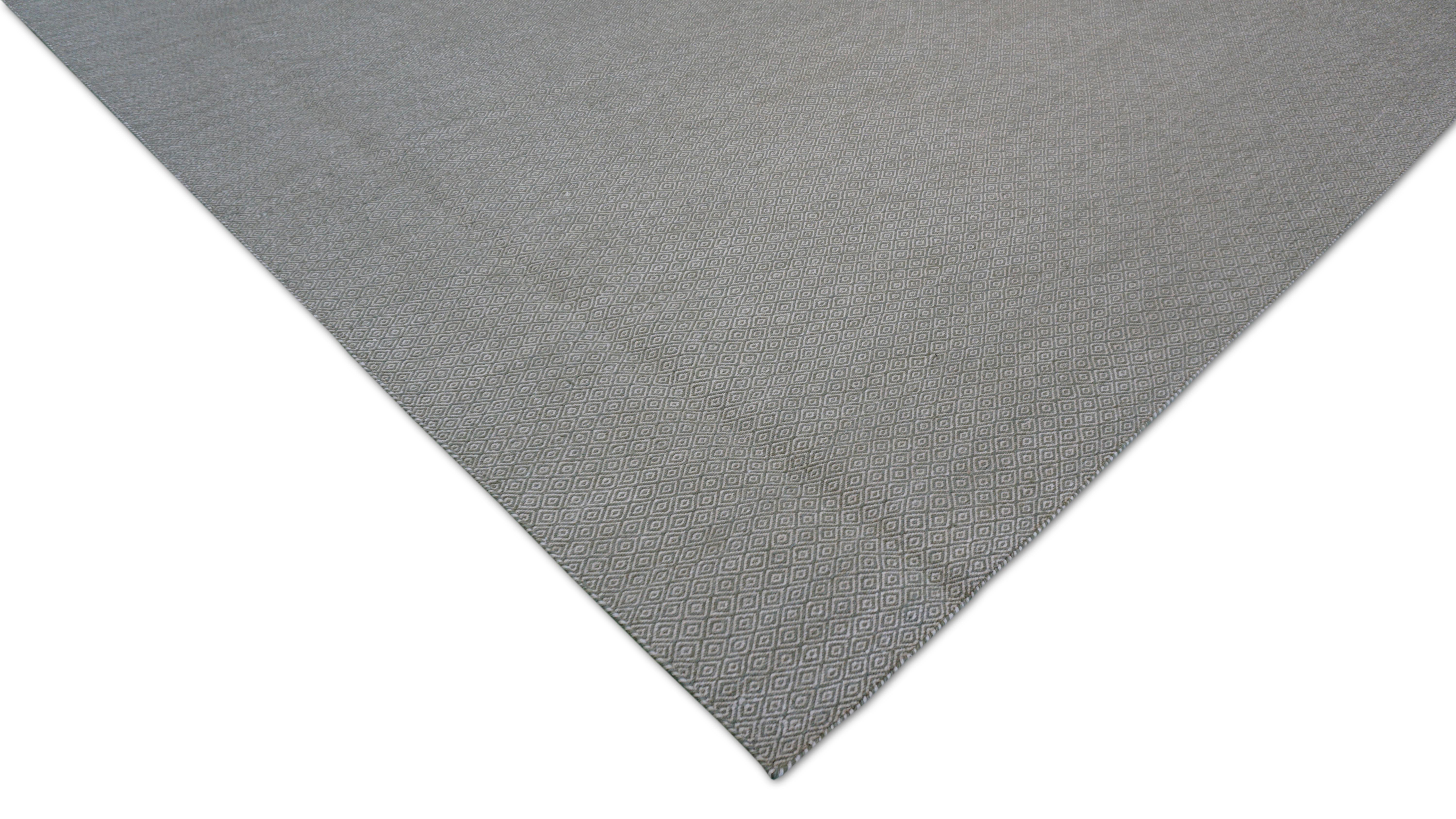 The Modern Scandinavian Beige Wolle und Baumwolle Mikro-Diamant Wolle Kilim 10'x11'1'' (Asiatisch) im Angebot
