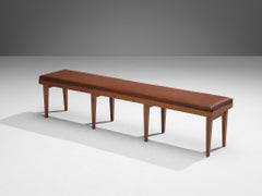 Banc moderne scandinave en tapisserie de châtaignier et teck