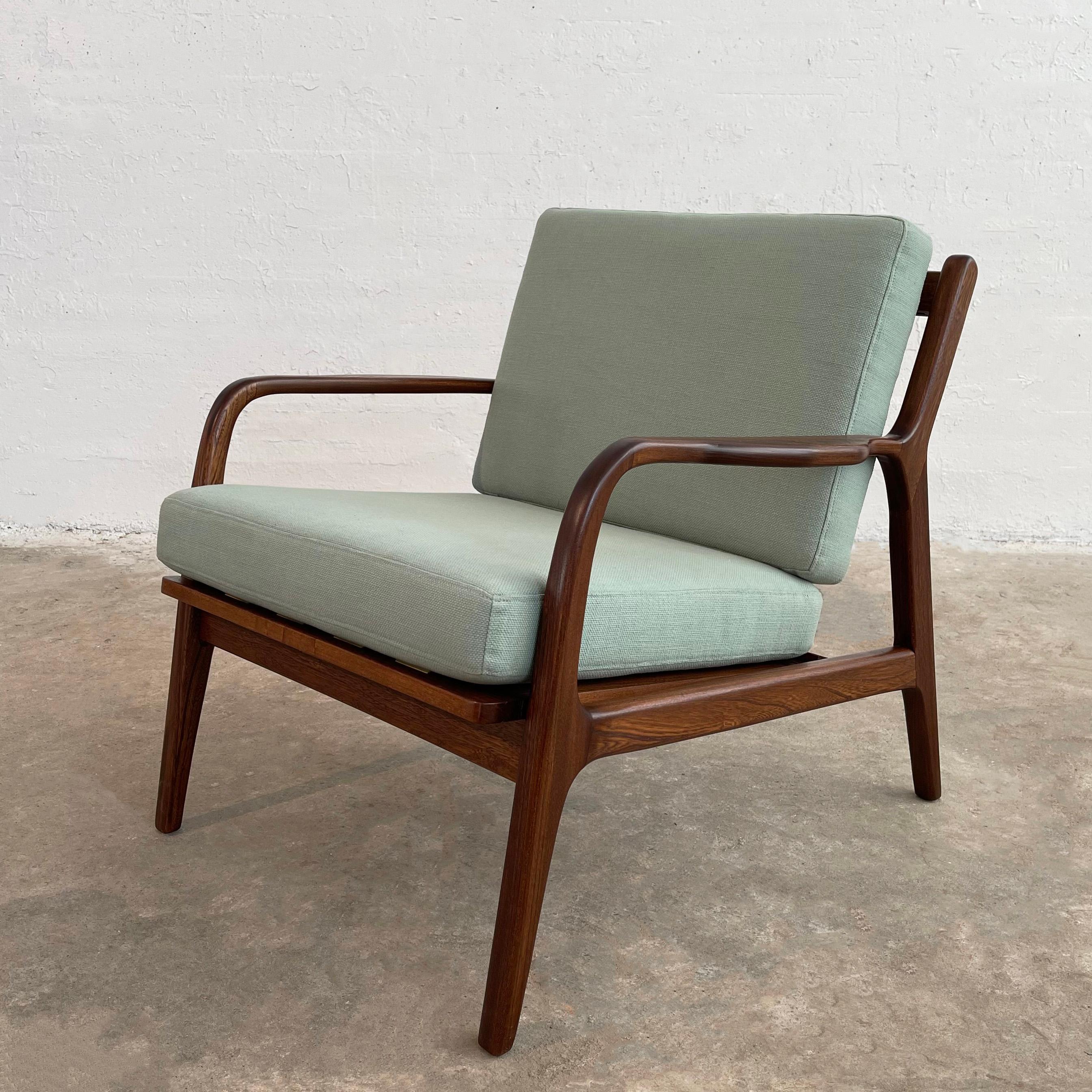 Fabric Scandinavian Modern Bent Walnut Lounge Chair For Sale