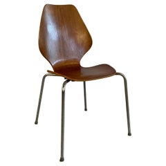 Retro Scandinavian Modern Bentwood And Chrome Side Chair