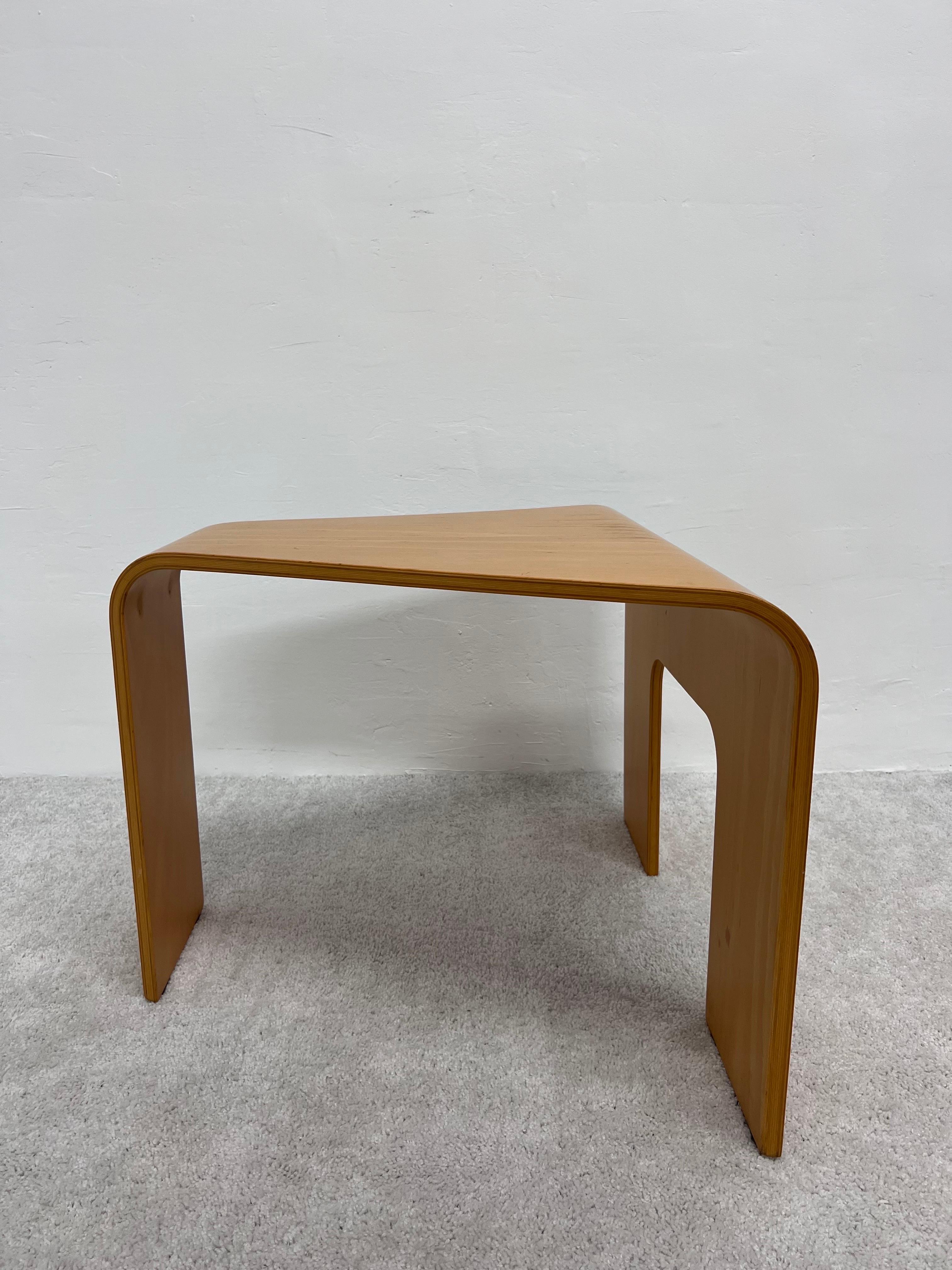 Norwegian Scandinavian Modern Bentwood Oak Side or Corner Table by Ekorness