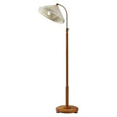Scandinavian Modern Birch and Brass Floor Light, Finland, 1950s