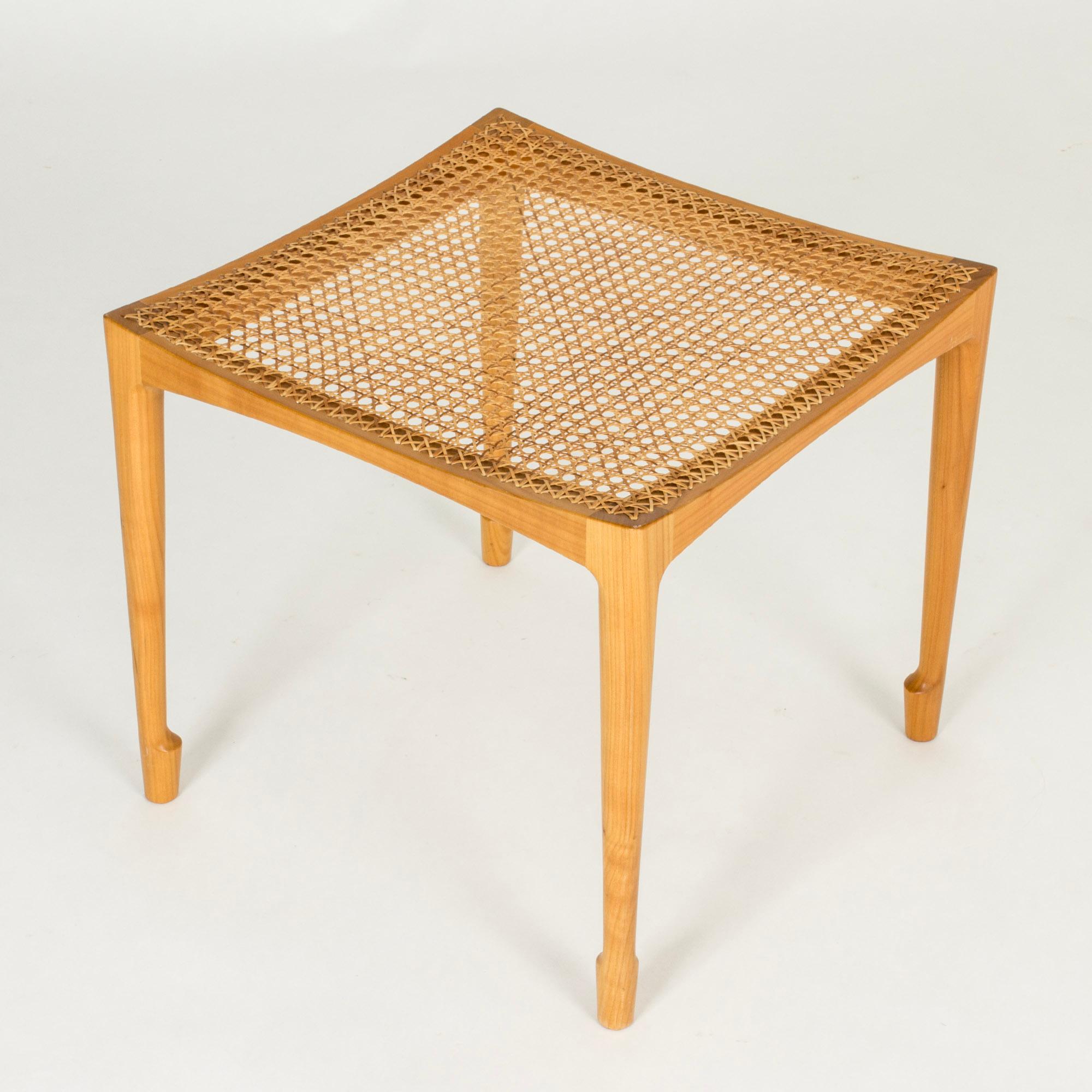 Scandinavian Modern Birch and Rattan Stools by Bernt Petersen, Denmark, 1950s In Good Condition For Sale In Stockholm, SE