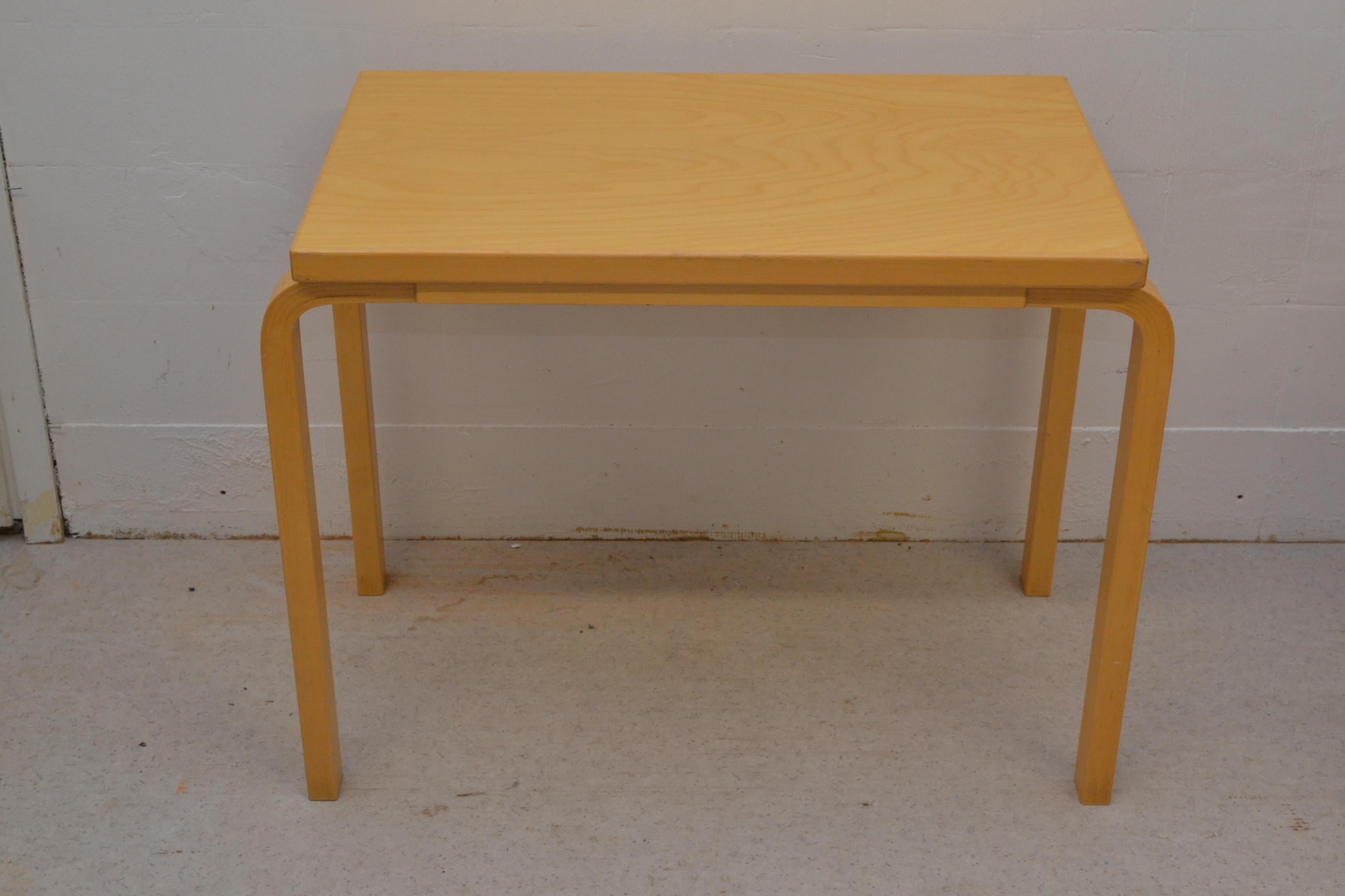 Finnish Scandinavian Modern Birch Side Table by Alvar Aalto, 2002 for Artek Finland For Sale