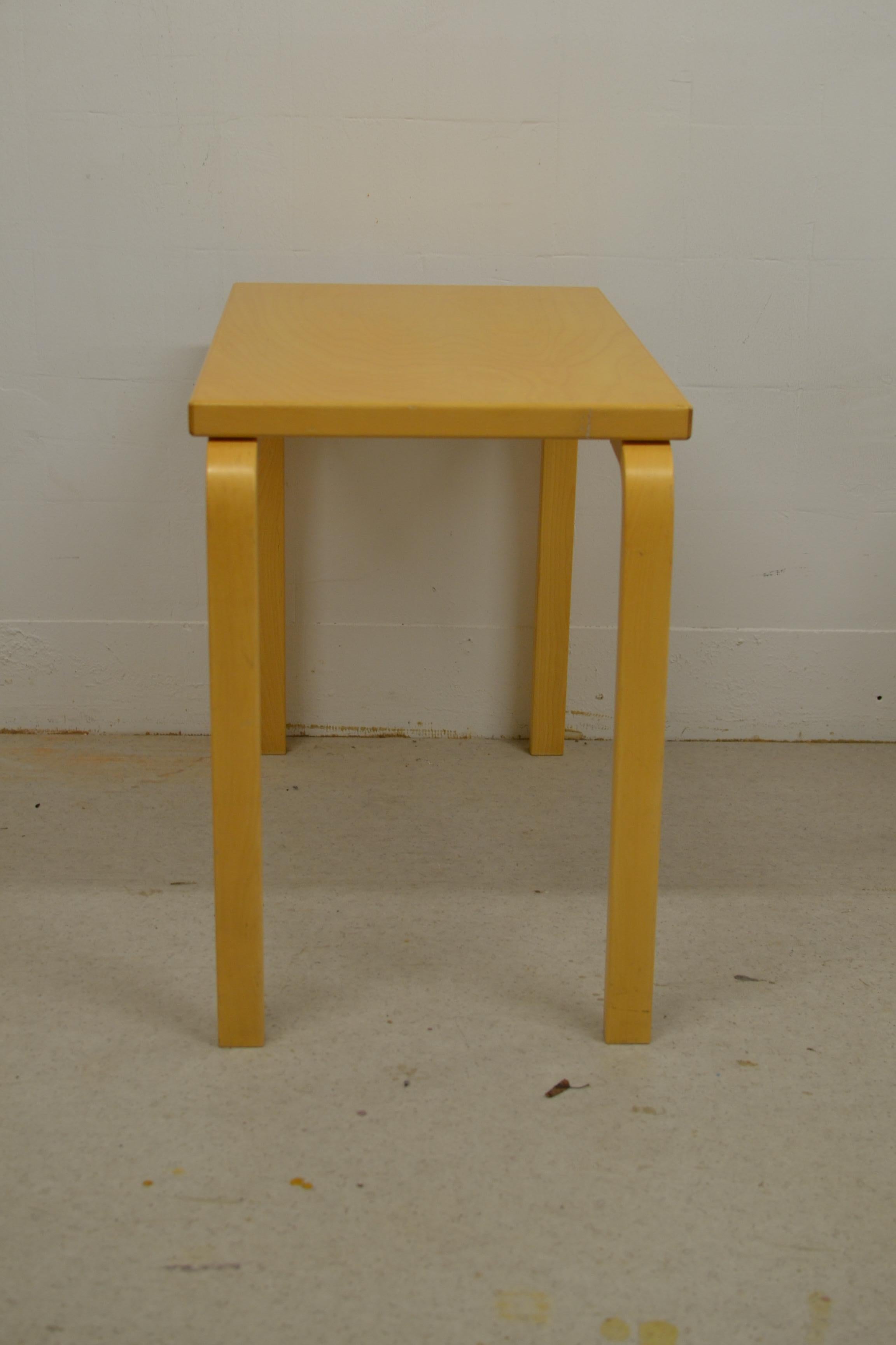 Scandinavian Modern Birch Side Table by Alvar Aalto, 2002 for Artek Finland For Sale 1