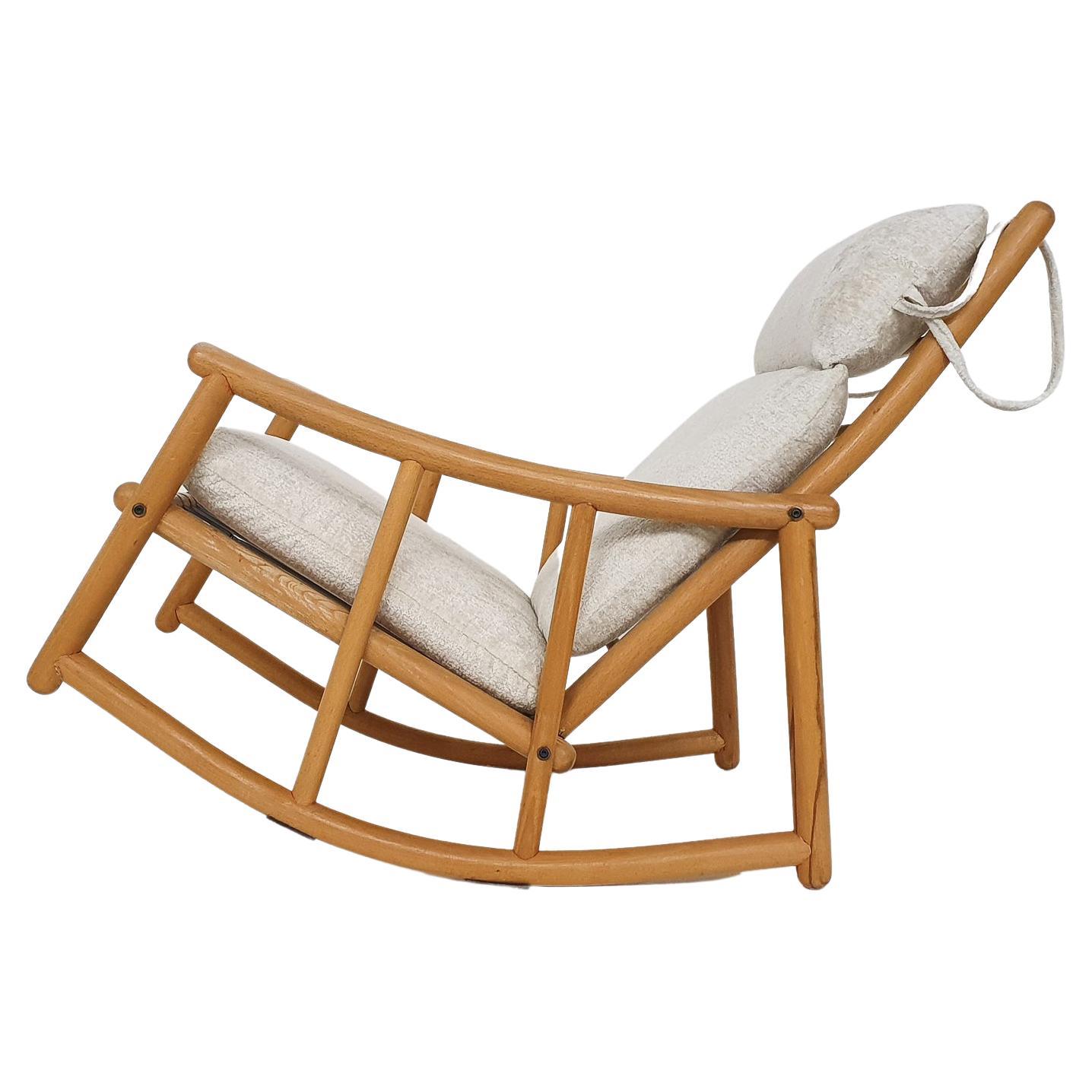 Scandinavian Modern Birch Spindle Rocking Lounge Chair, 1960's