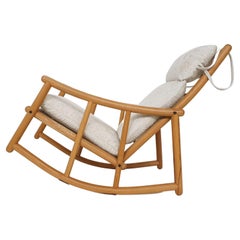 Retro Scandinavian Modern Birch Spindle Rocking Lounge Chair, 1960's