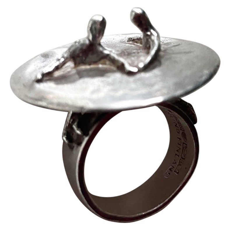 Bjorn Weckstrom bague scupturale en argent sterling, Lapponia, Finlande, 1969