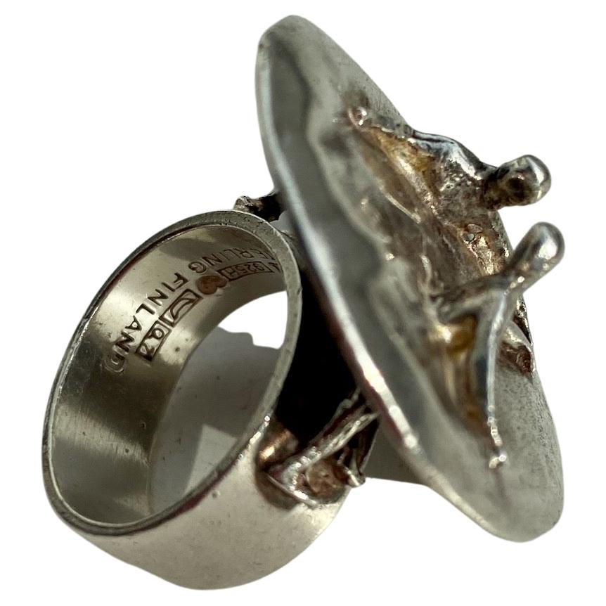 Bague en argent scandinave moderne Bjorn Weckstrom, pour Lapponia, Finlande, 1969