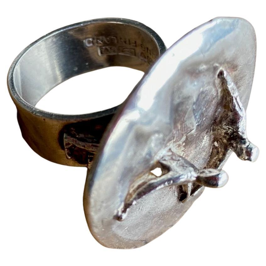 20th Century Scandinavian Modern, Bjorn Weckstrom Silver Ring, for Lapponia, Finland, 1969 For Sale