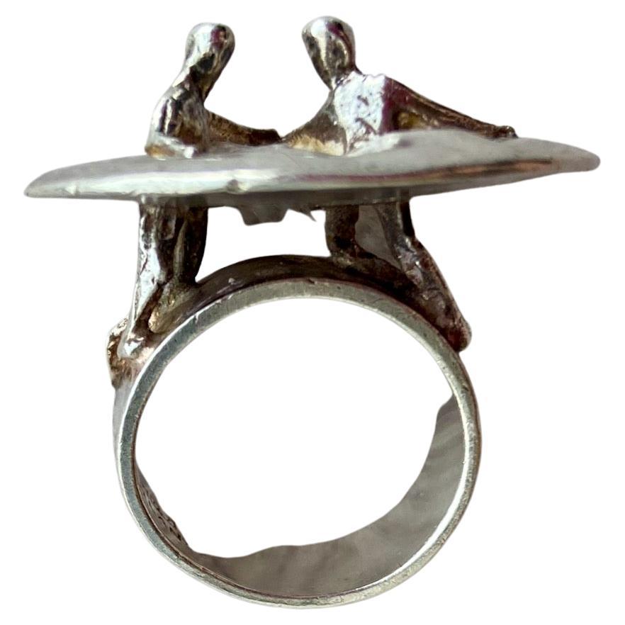 Scandinavian Modern, Bjorn Weckstrom Silver Ring, for Lapponia, Finland, 1969 For Sale 2