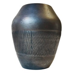 Scandinavian Modern Black Ceramic Vase, 1960s