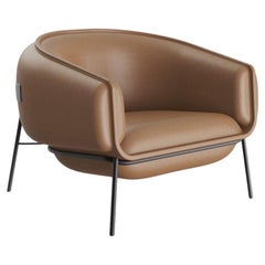 Scandinavian Modern Black Metal Base, Laser Chocolate Shaped Blop Armchair