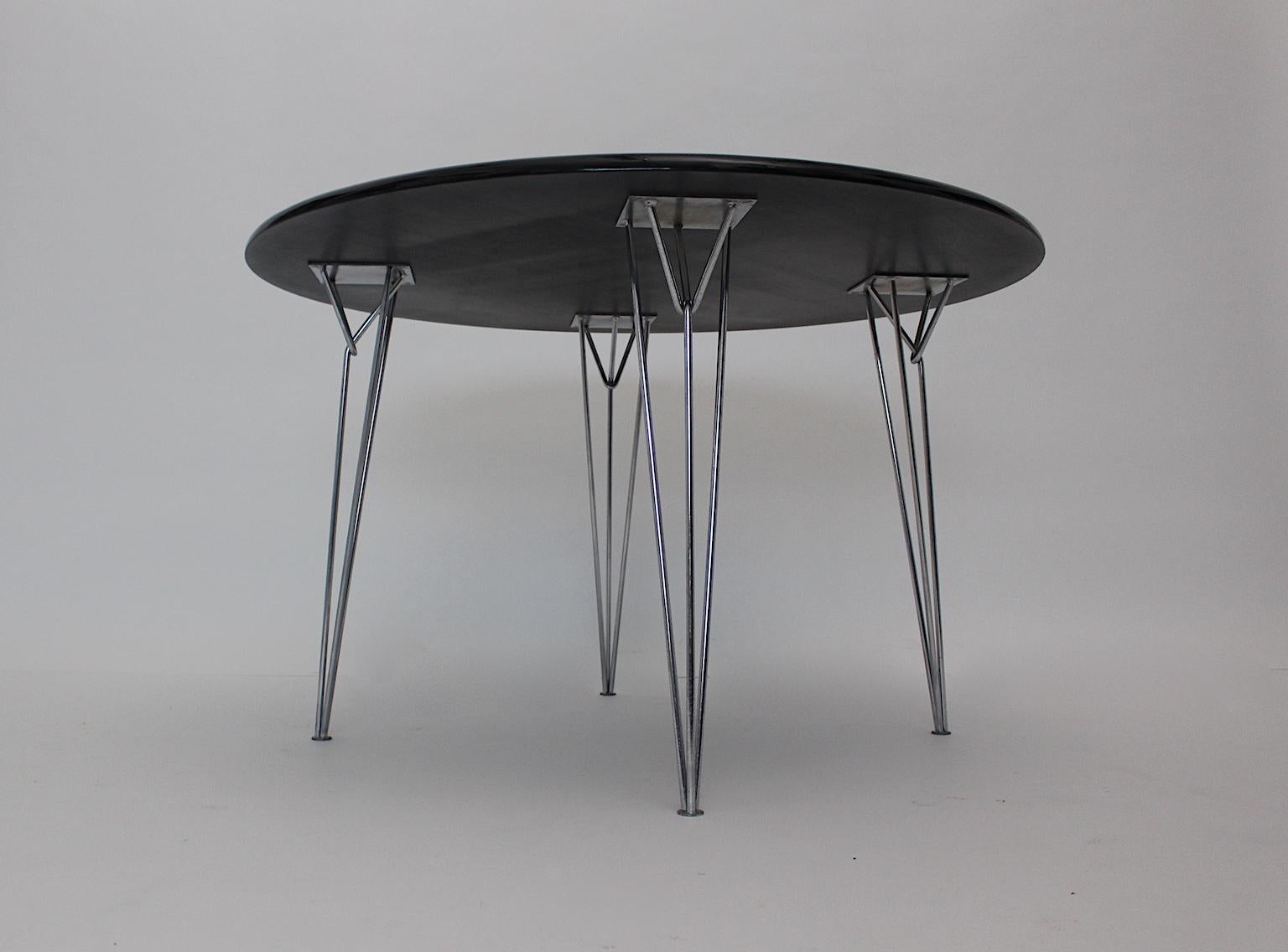 Skandinavischer moderner Esstisch aus schwarzem Metall im Vintage-Stil, 1960er Jahre im Angebot 3