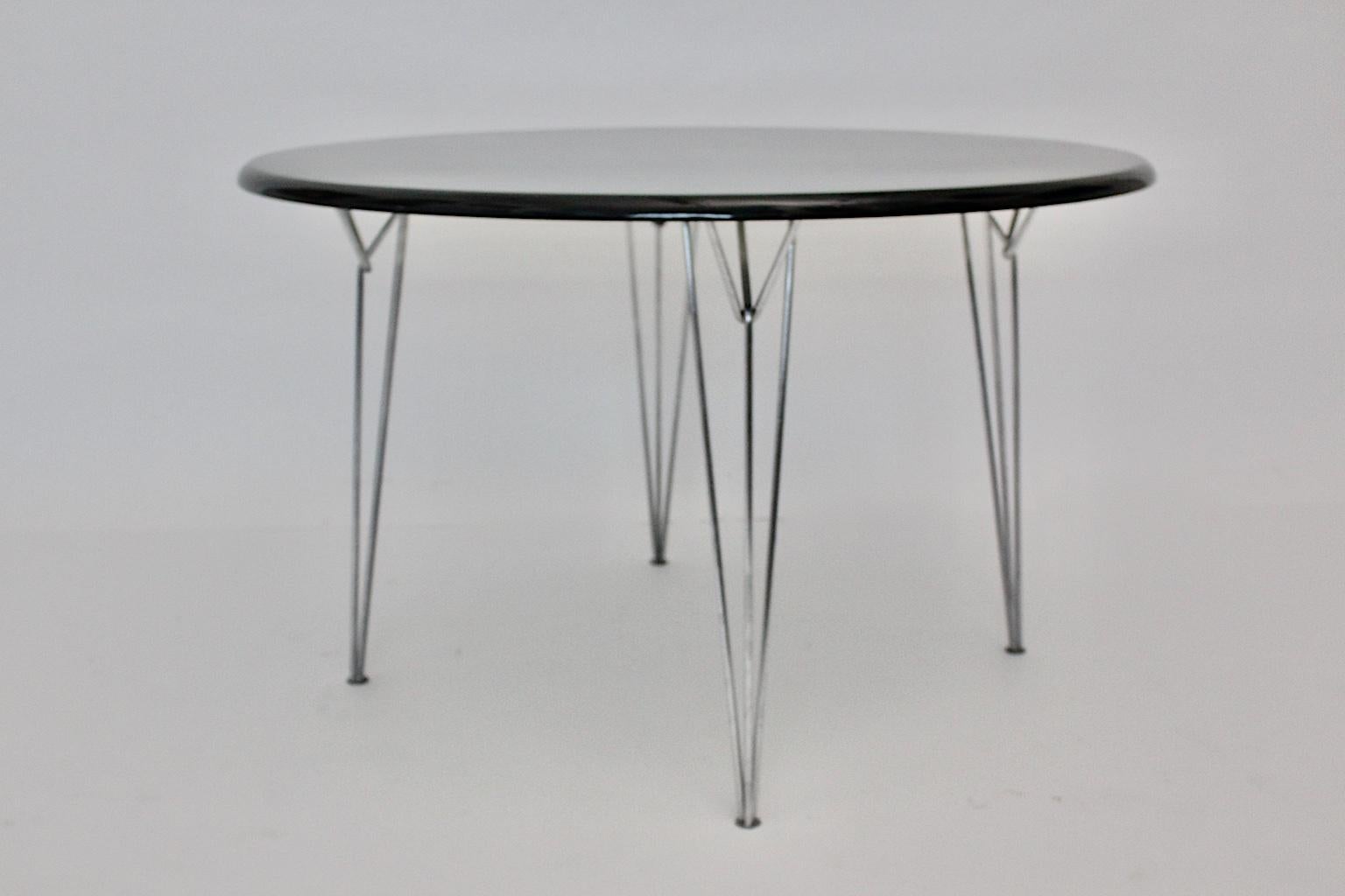 Scandinavian Modern Black Metal Vintage Dining Table Center Table, 1960s For Sale 4