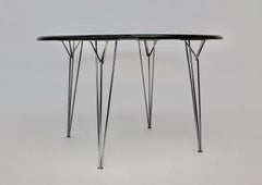 Scandinavian Modern Black Metal Vintage Dining Table Center Table, 1960s
