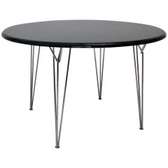 Scandinavian Modern Black Metal Vintage Dining Table Center Table, 1960s